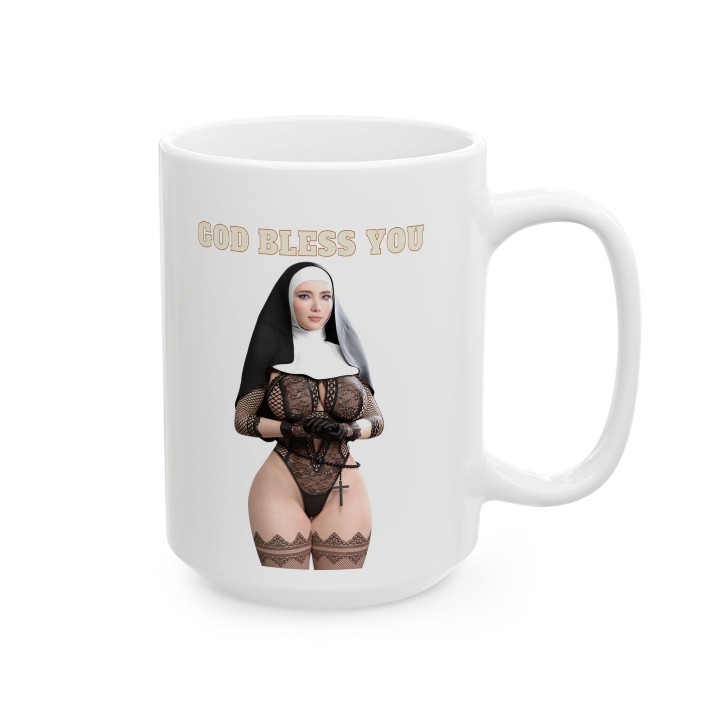 Sexy Nun Mug,Hot Model,Big Boobs Girl,Birthday Gift For Men,Funny Mugs,Mugs For Him,11oz 15oz Black or White Mugs,M2A