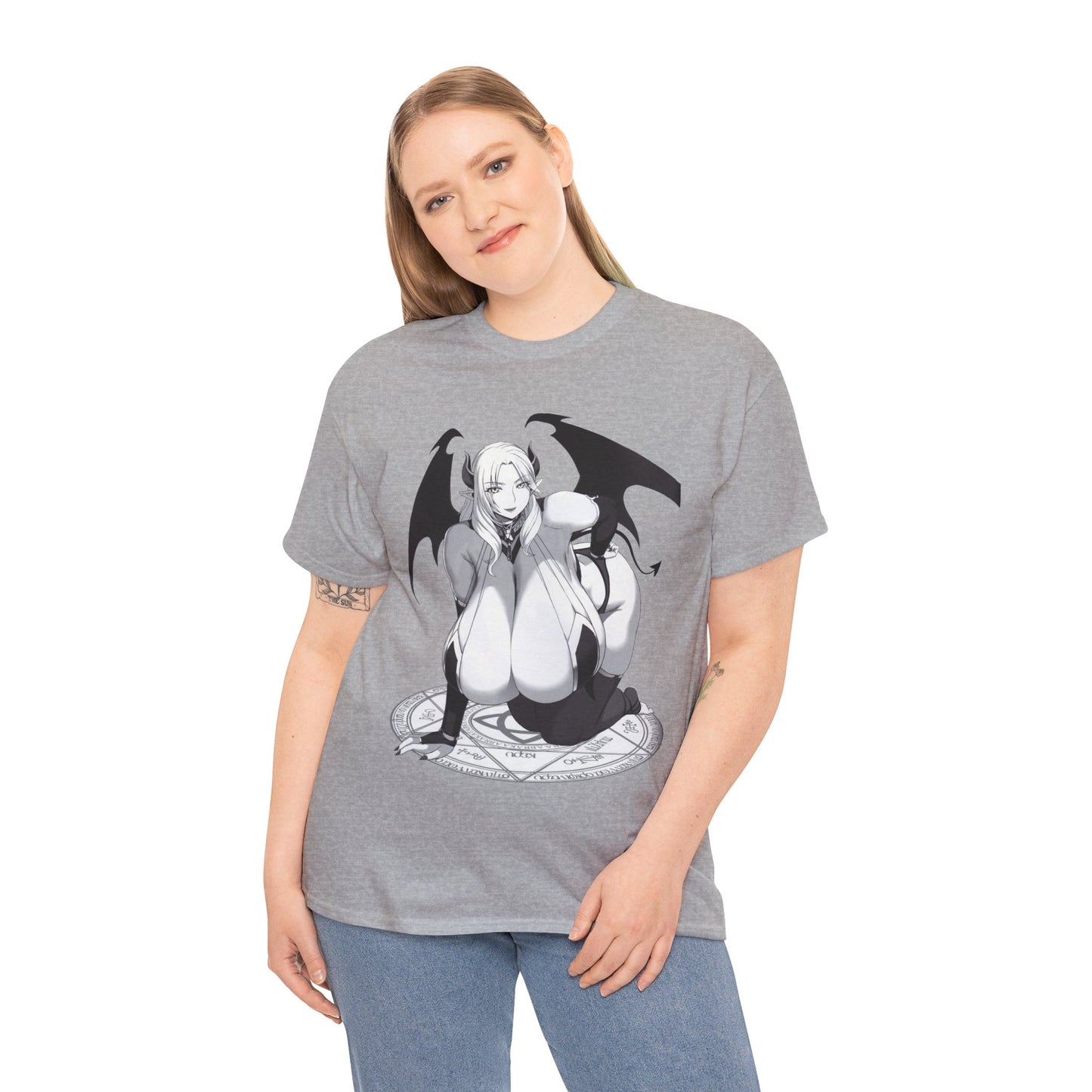 Hot Succubus Girl T-shirt Anime T-shirts Cartoon Shirt Big Tits Women Sexy Art  White Tshirt Sizes From M to 5XL