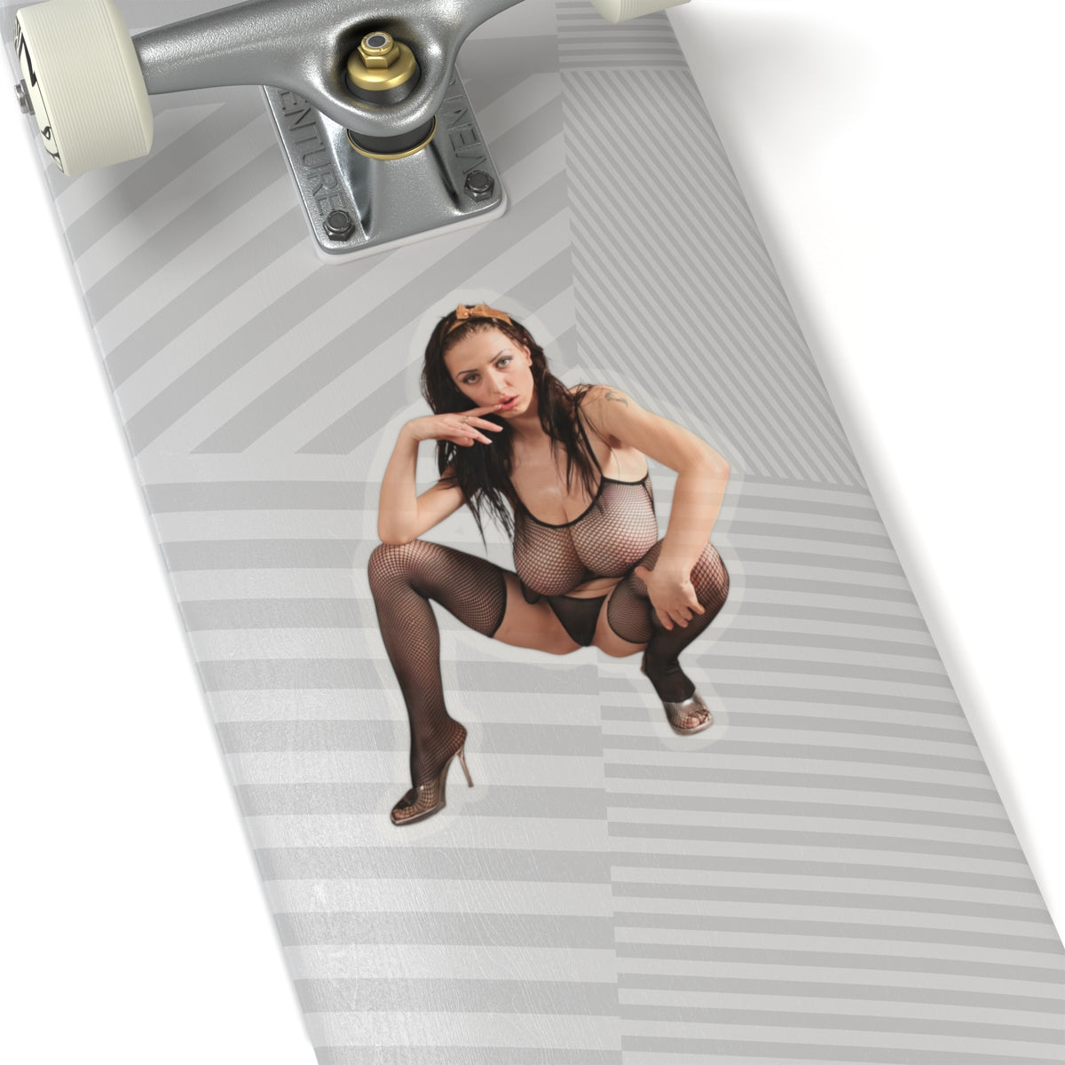 Hot Pinup Beauty on Chair Large Bust Adult Sticker Decal