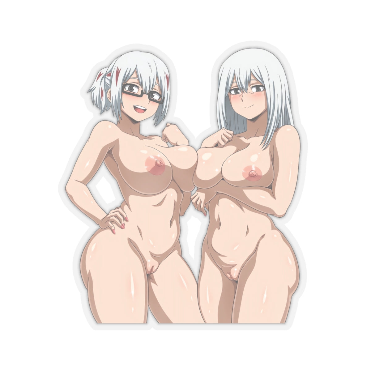 Silver Hair Anime Girls Sticker Adult Anime FanArt Manga Cartoon Kawaii Waifu Lewd Ecchi Sticker Mature Stickers E228