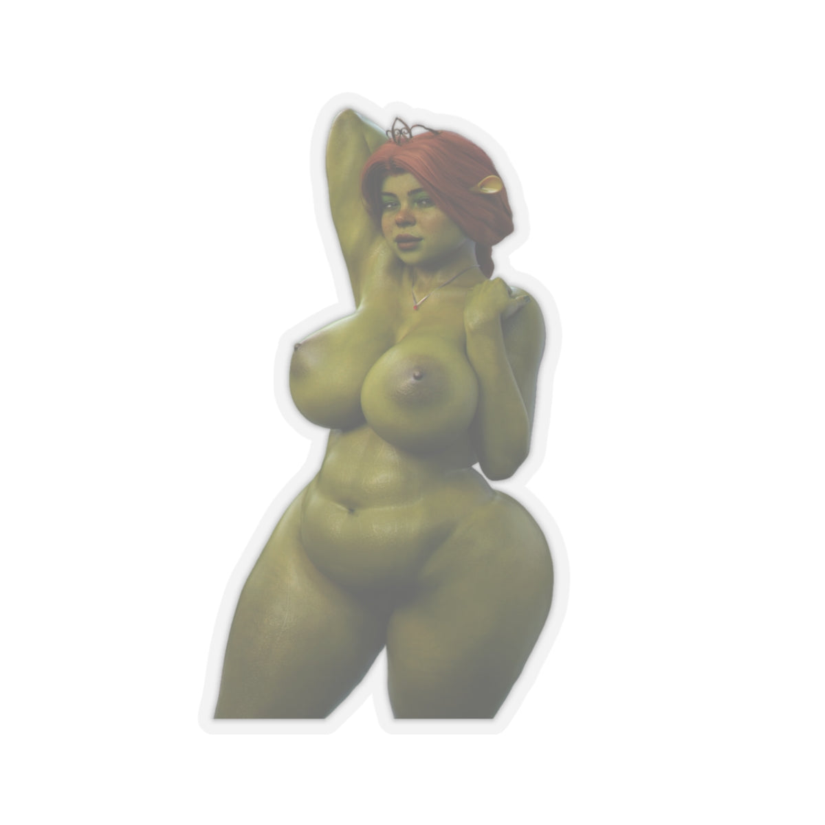 Ogre Sticker Green Girl Orge Princess Naked Animated Female Cute Sexy Cartoon Character A.I.Generated AI Art AI Generated Art E458