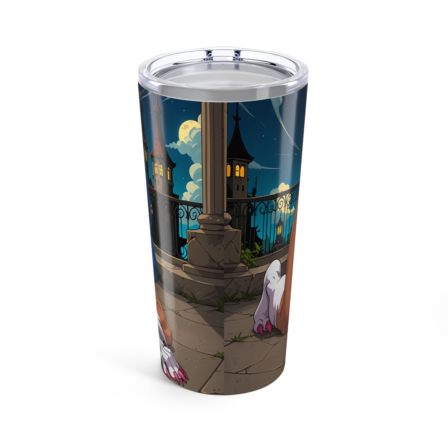 Blue Hair Furry Cat Girl Tumbler 20oz Hentaii Kawaii Cartoon Tumblers Anime Mugs Neko Manga Coffee Travel Cups T60