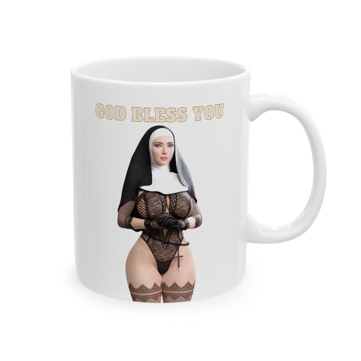 Sexy Nun Mug,Hot Model,Big Boobs Girl,Birthday Gift For Men,Funny Mugs,Mugs For Him,11oz 15oz Black or White Mugs,M2A