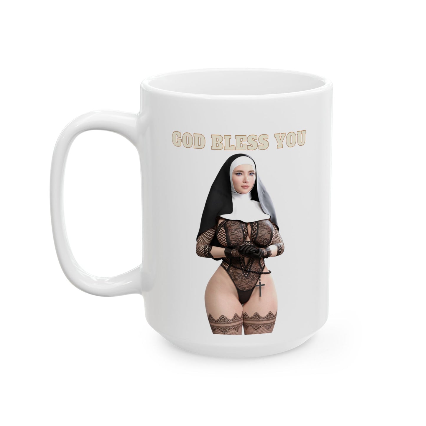 Sexy Nun Mug,Hot Model,Big Boobs Girl,Birthday Gift For Men,Funny Mugs,Mugs For Him,11oz 15oz Black or White Mugs,M2A