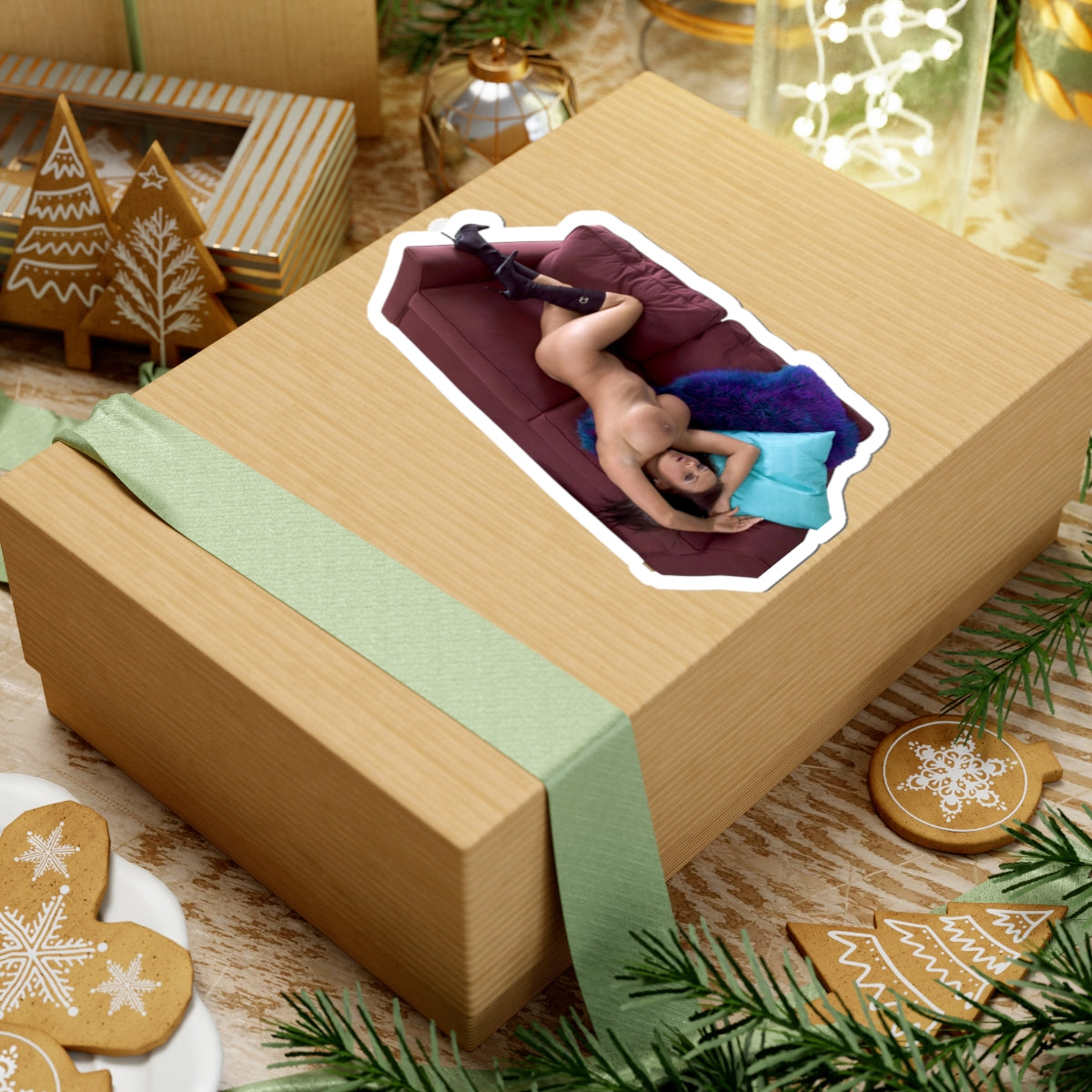 Naked Sexy Girl on the Bed Sticker