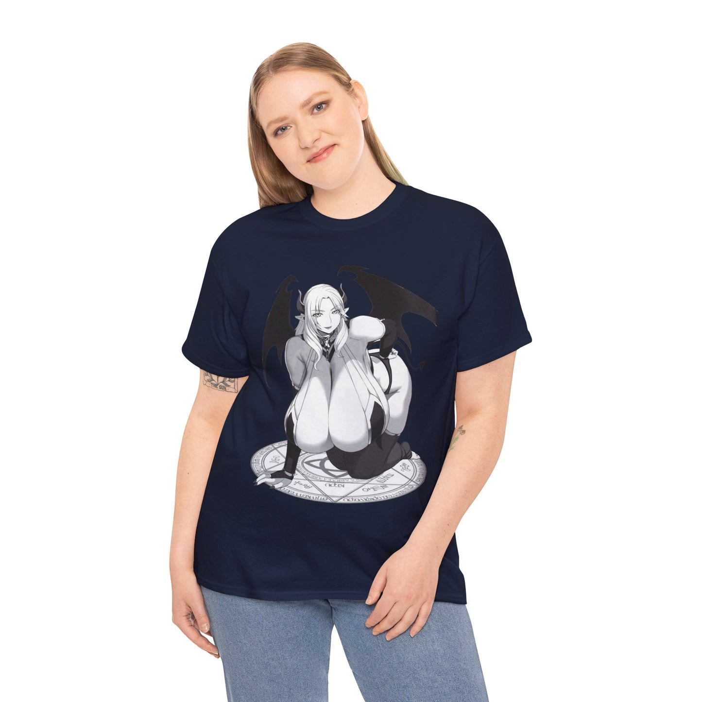 Hot Succubus Girl T-shirt Anime T-shirts Cartoon Shirt Big Tits Women Sexy Art  White Tshirt Sizes From M to 5XL