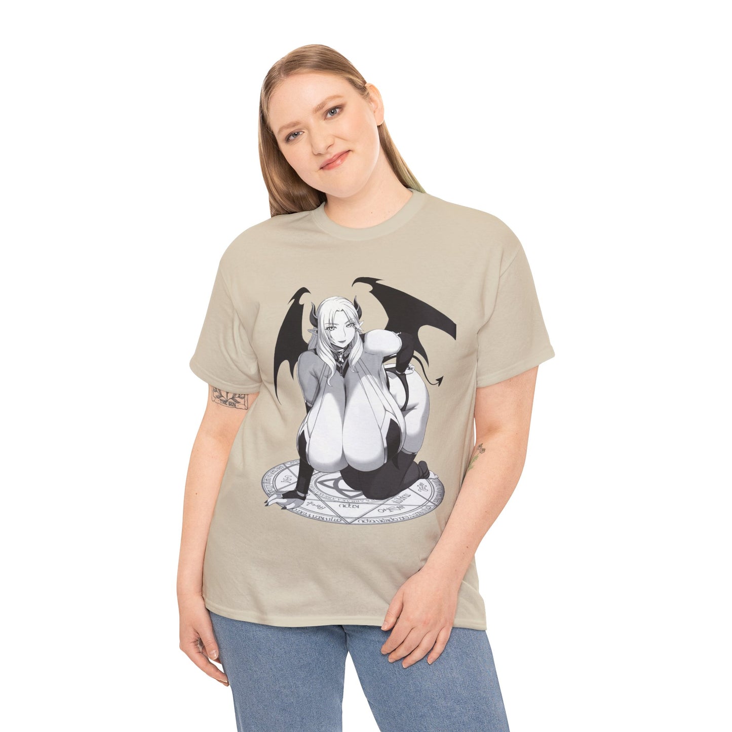 Hot Succubus Girl T-shirt Anime T-shirts Cartoon Shirt Big Tits Women Sexy Art  White Tshirt Sizes From M to 5XL