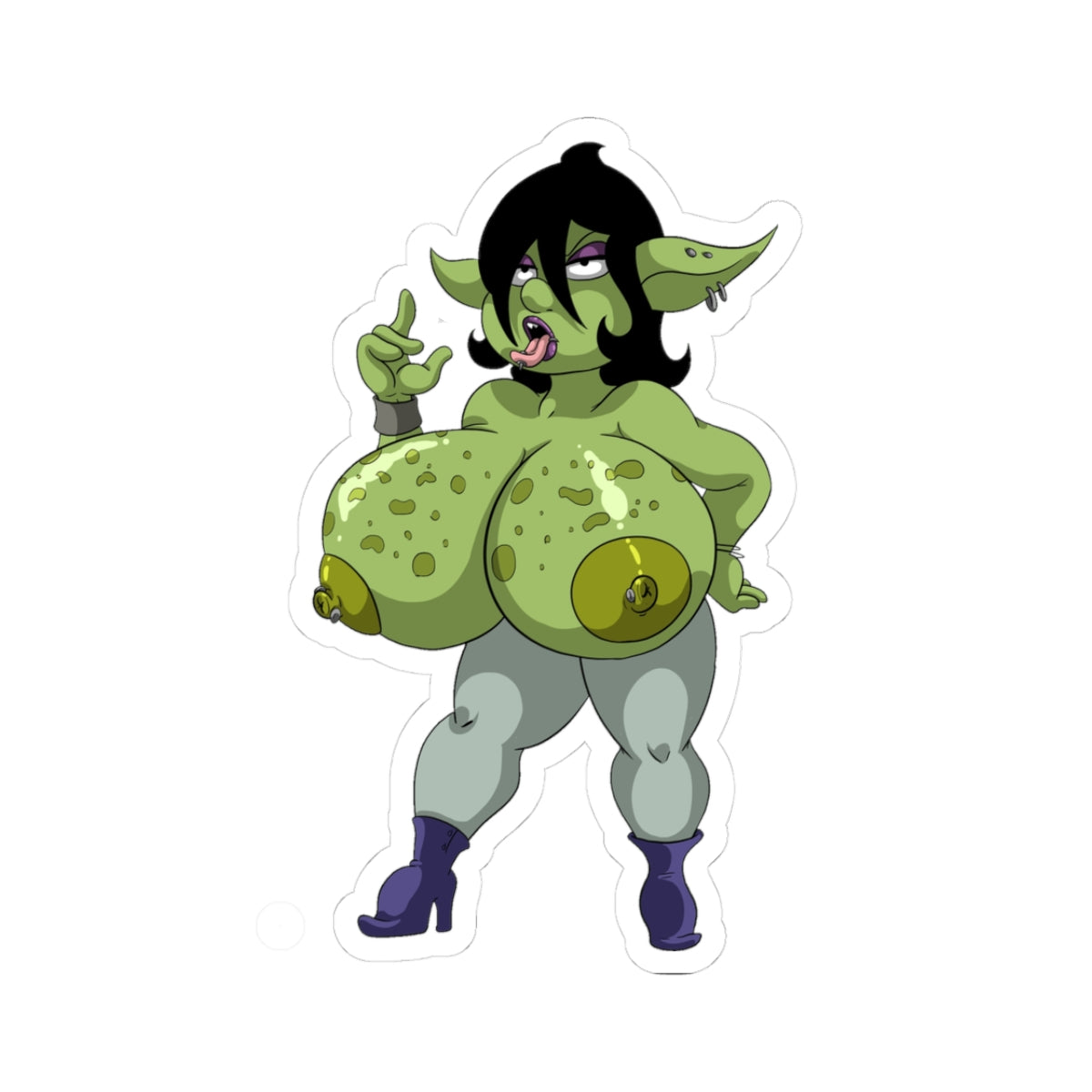 Ecchi Goblin Girl Naked Anime Sticker – NSFW Otaku Art