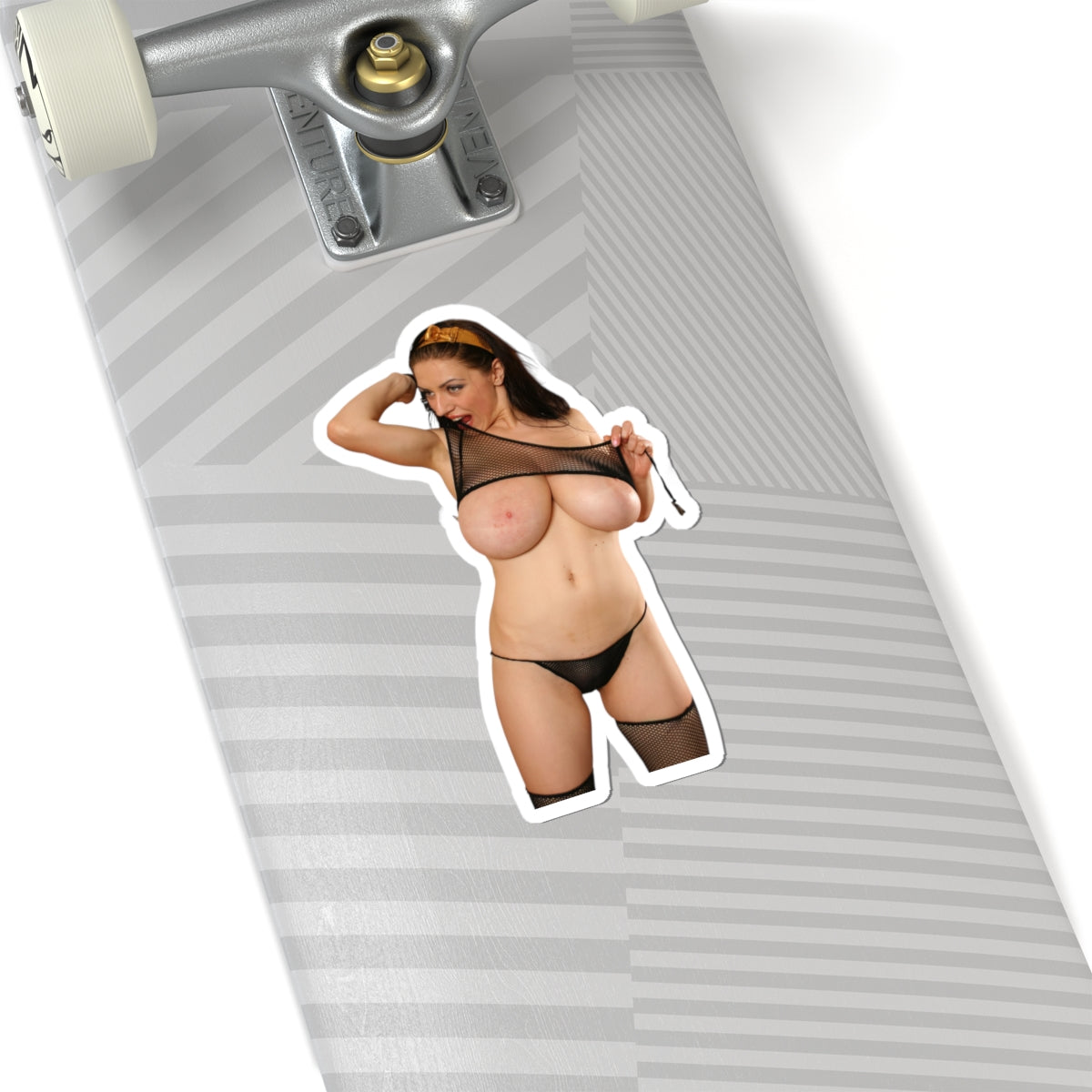 Sensual Naked Huge Tits Girl Pin-Up Style Big Chest Decorative Sticker