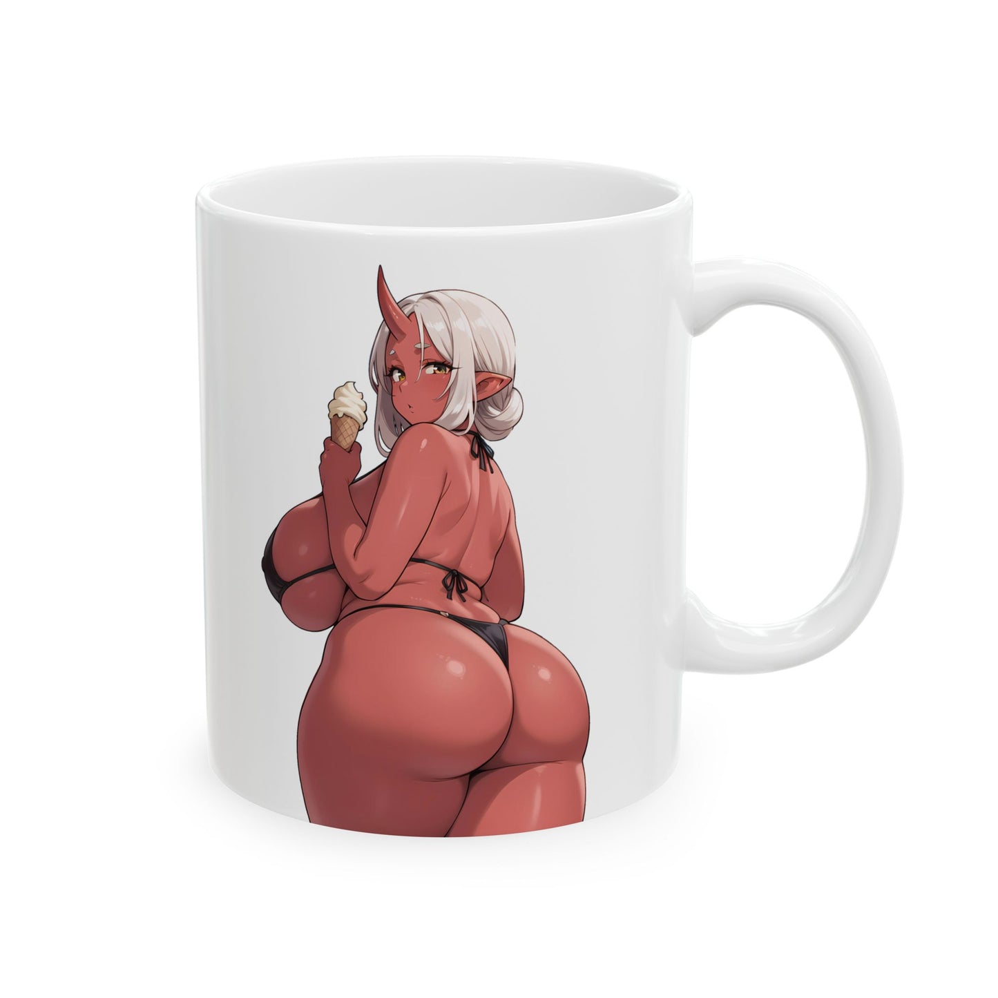 Cute Anime Demon Mug – Big Booty Ass Cartoon Mugs – Red Manga Girl Hentaii Coffee Cup – 11oz or 15oz White and Black Option M223A