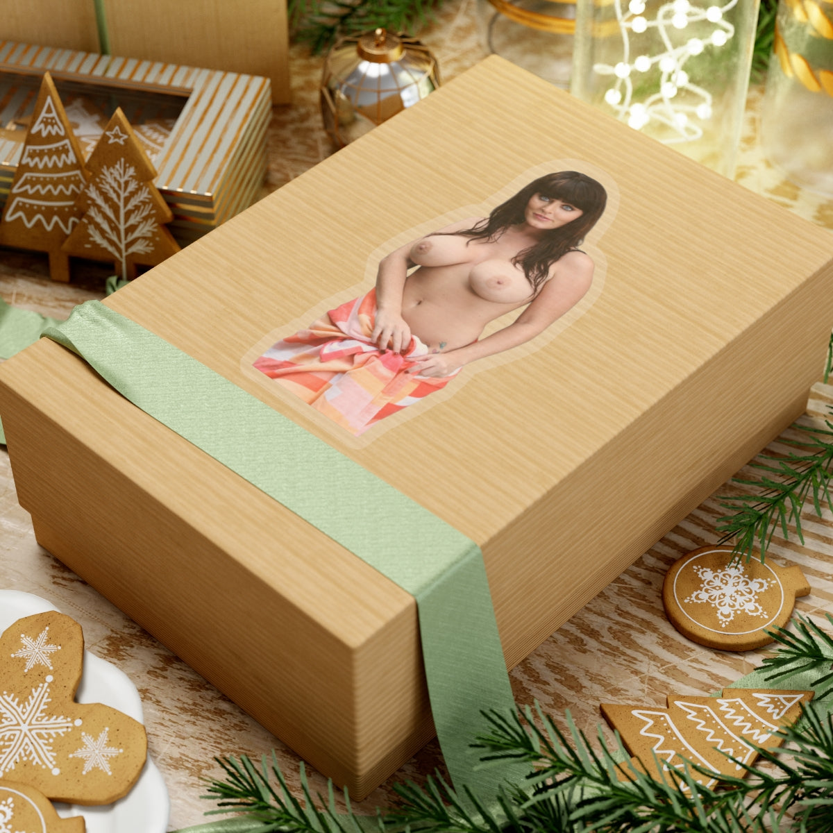 Sexy Woman With Beautiful Eyes Sticker, Gorgeous Girl in Towel Decal, Pinup Style Female Sticker