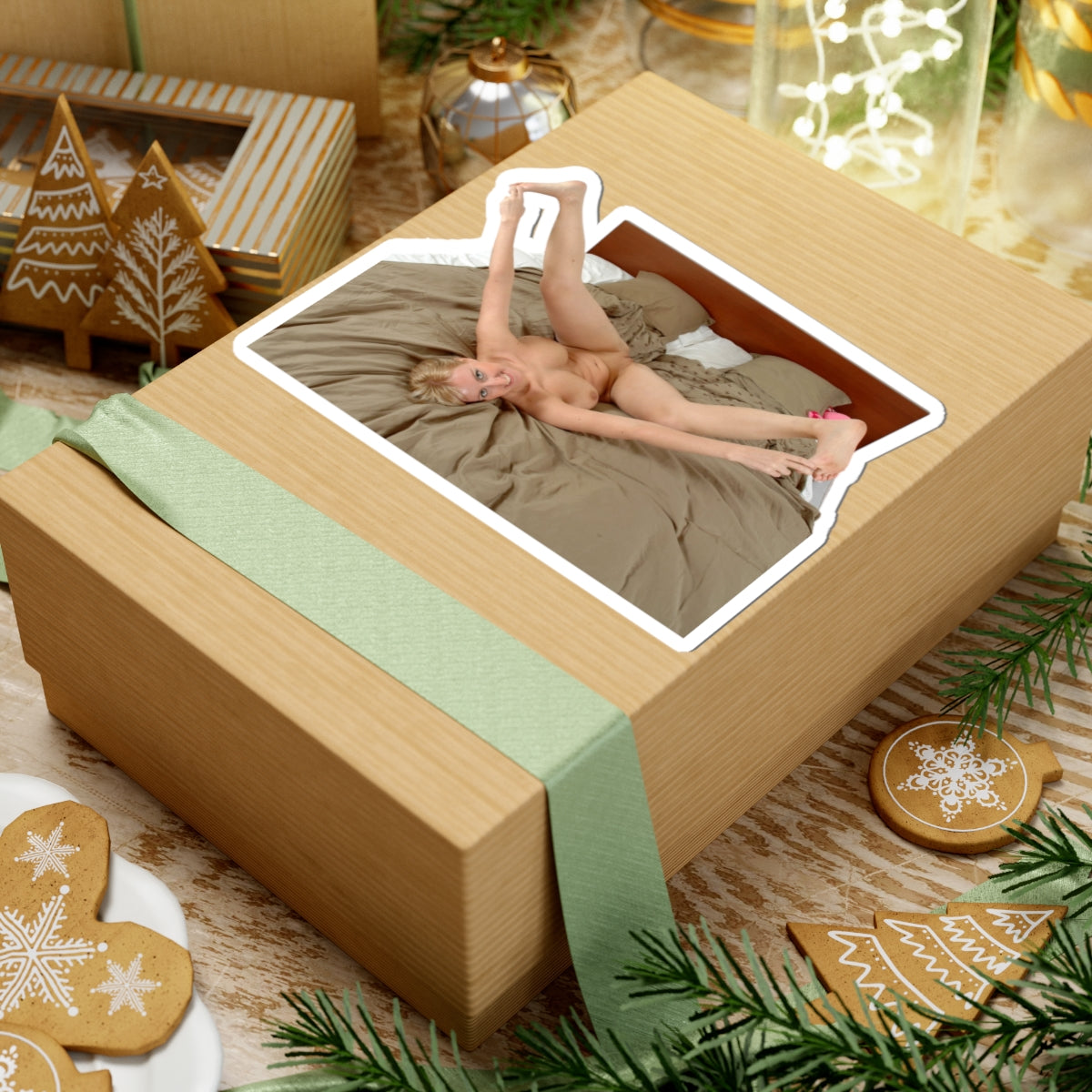 Naked Girl on the Bed Sticker
