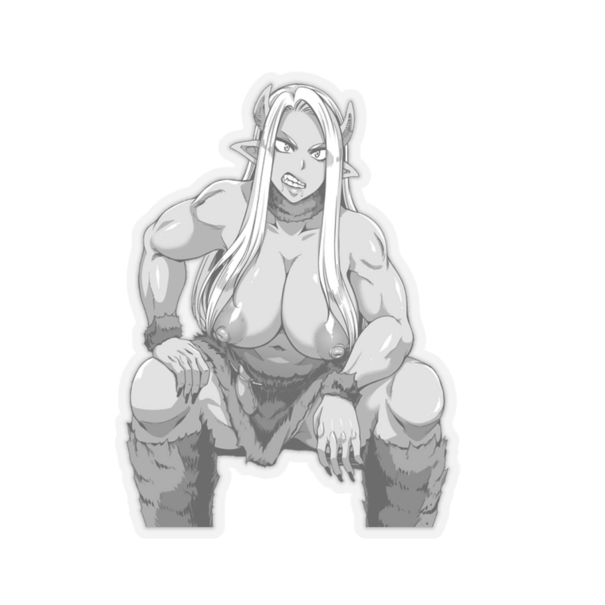 Orc Sticker Anime Girl Stickers White and Black Design Lewd Ecchi Manga Cartoon Vinyl Large Big Stickers E531