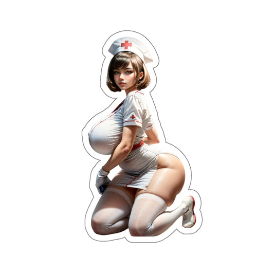 Cute Nurse Sticker AI Art Stickers Hot Sexy Women Vinyl White or Transparent Stickers E429