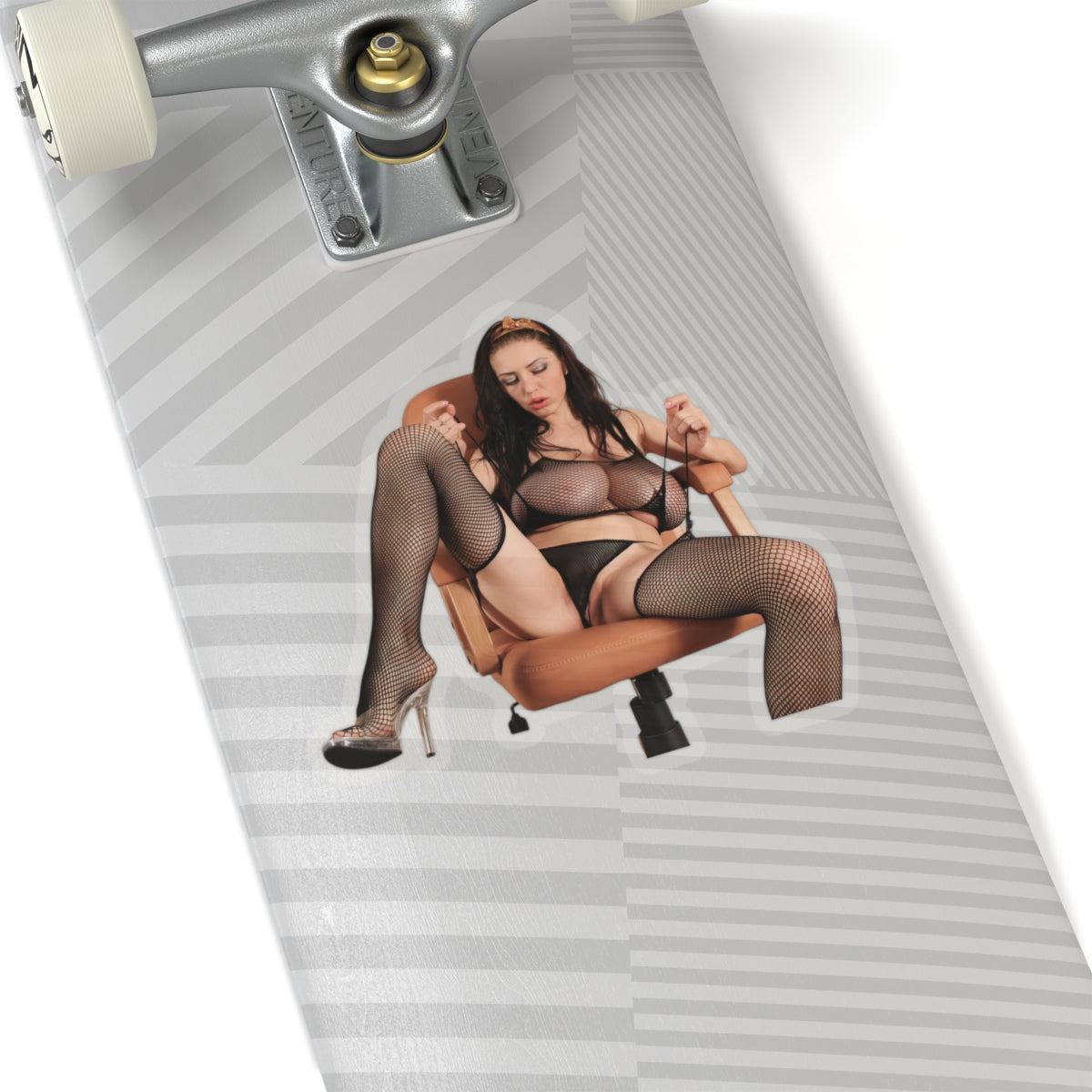 Sexy Nude Pin-Up Girl Sitting on Chair Big Bust Vinyl Sticker Decal
