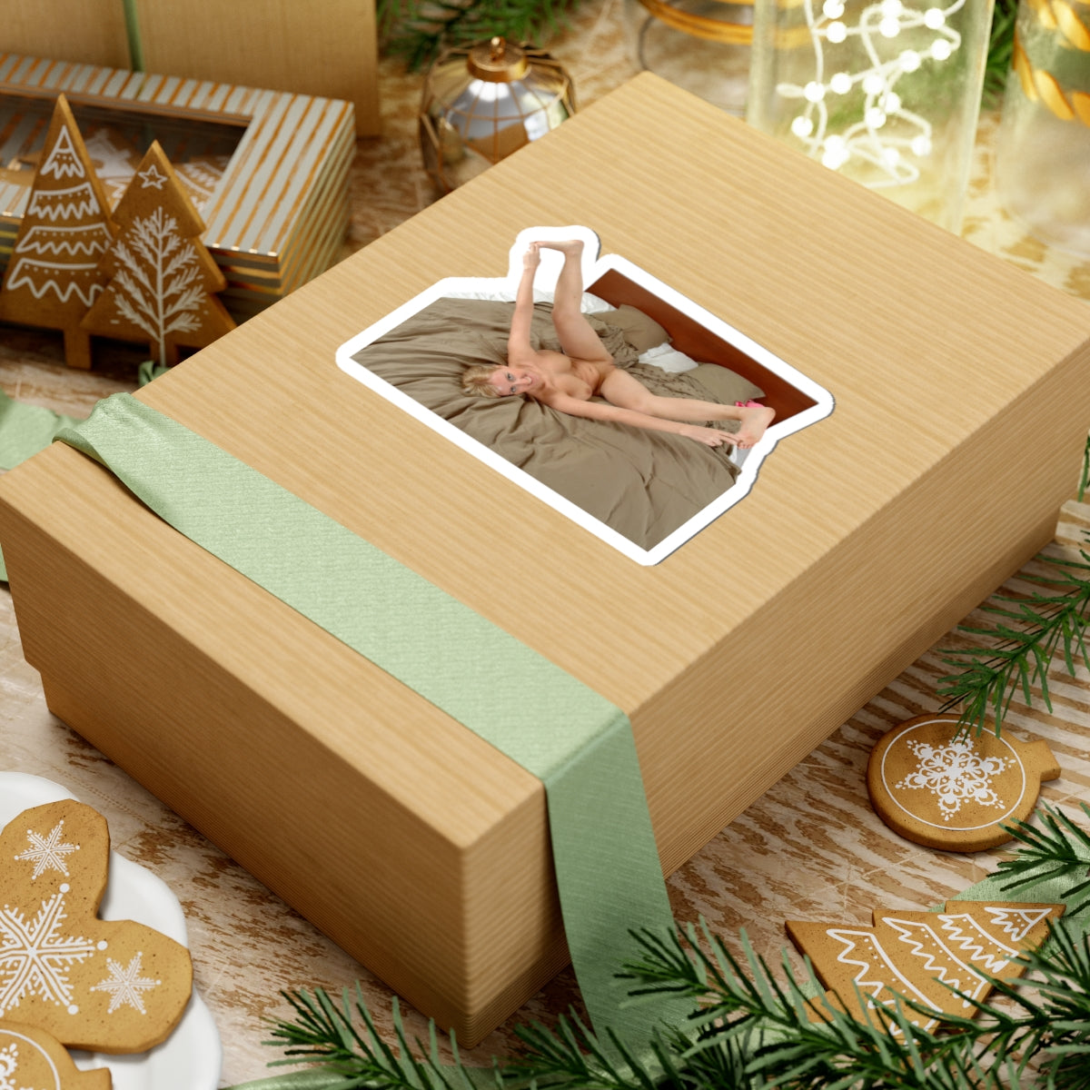 Naked Girl on the Bed Sticker