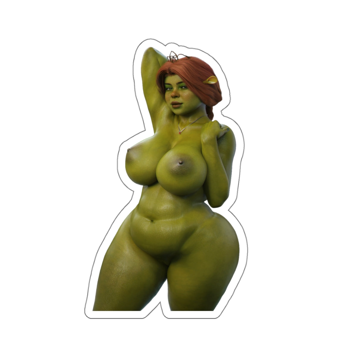 Ogre Sticker Green Girl Orge Princess Naked Animated Female Cute Sexy Cartoon Character A.I.Generated AI Art AI Generated Art E458