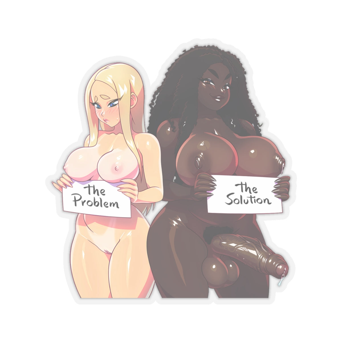 Futanari Black Girl Sticker Anime Girl Hentai Sticker Text Decals