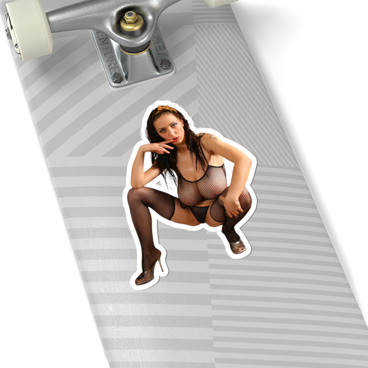 Hot Pinup Beauty on Chair Large Bust Adult Sticker Decal