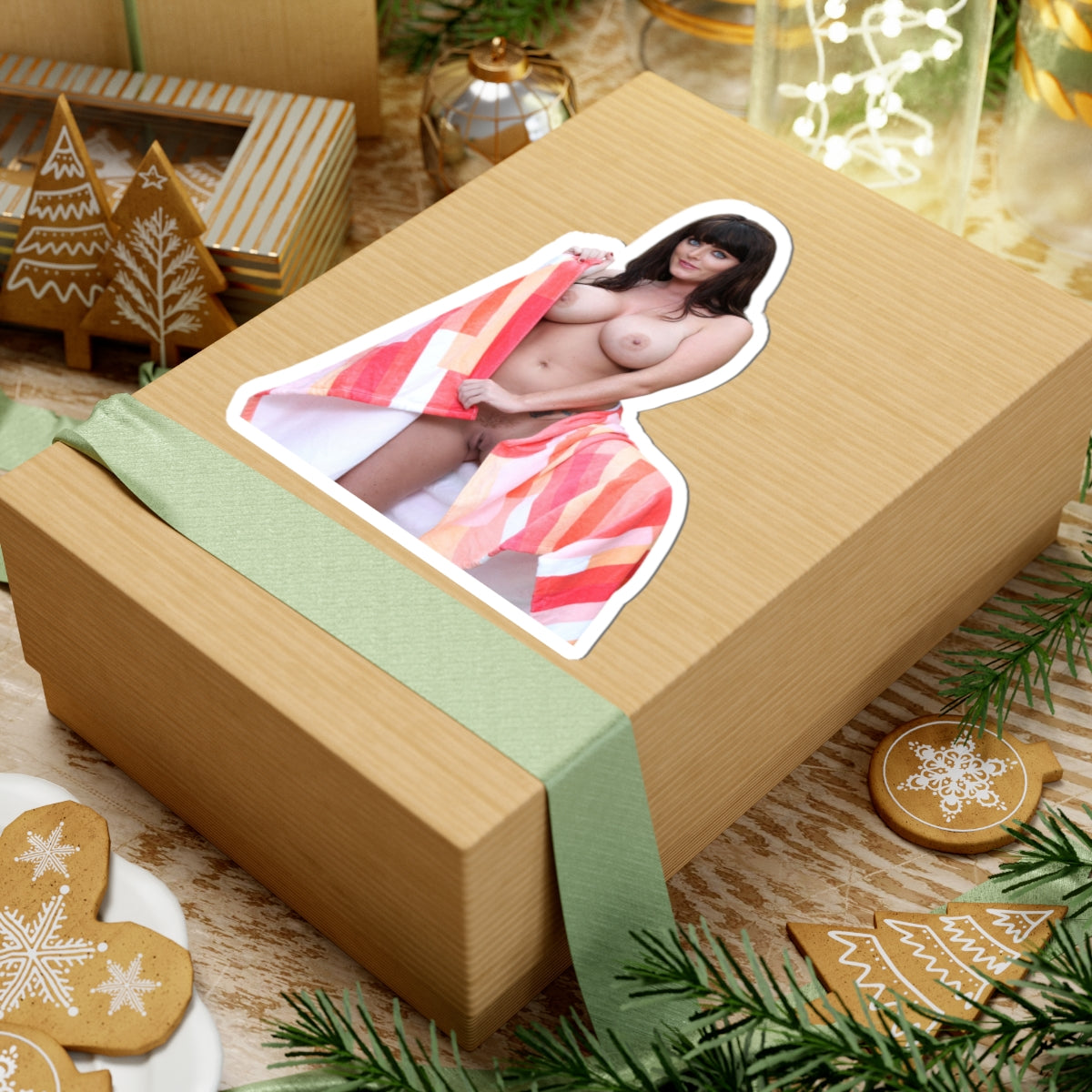 Sexy Beautiful Woman Sticker, Pretty Girl With Stunning Eyes, Towel Pinup Vinyl Decal