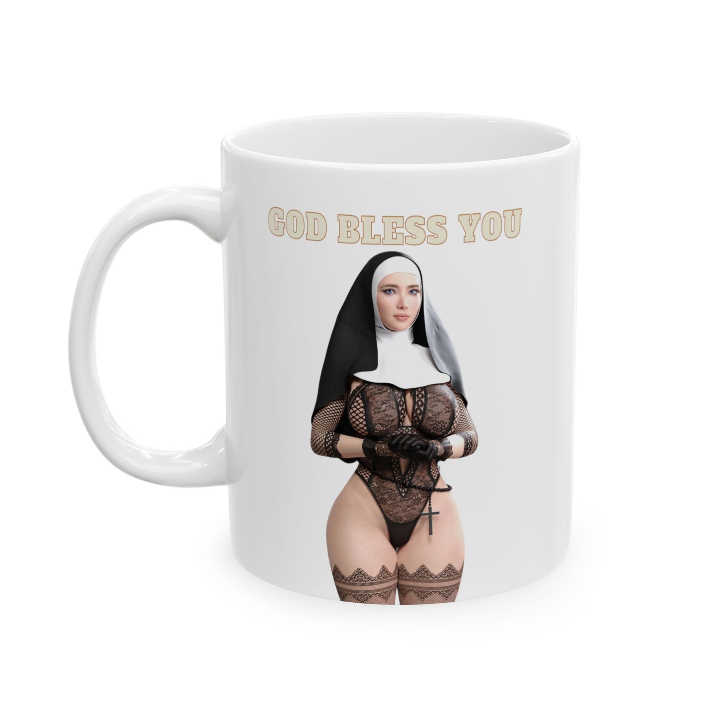 Sexy Nun Mug,Hot Model,Big Boobs Girl,Birthday Gift For Men,Funny Mugs,Mugs For Him,11oz 15oz Black or White Mugs,M2A