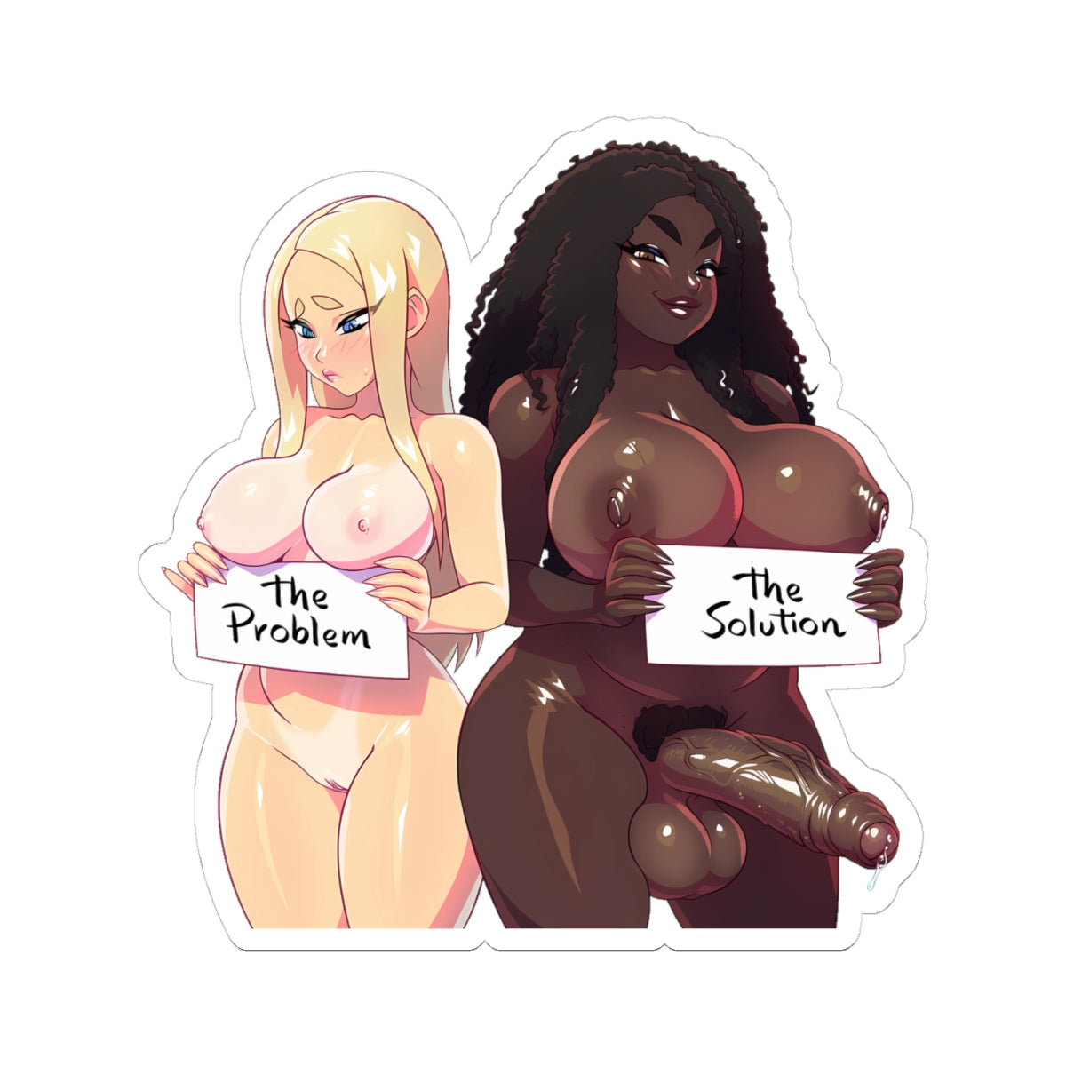Futanari Black Girl Sticker Anime Girl Hentai Sticker Text Decals