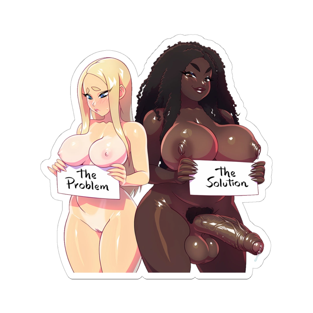 Futanari Black Girl Sticker Anime Girl Hentai Sticker Text Decals