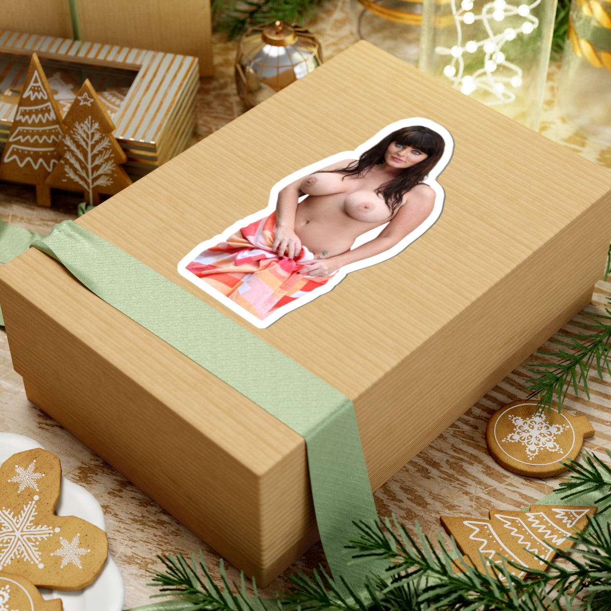 Sexy Woman With Beautiful Eyes Sticker, Gorgeous Girl in Towel Decal, Pinup Style Female Sticker