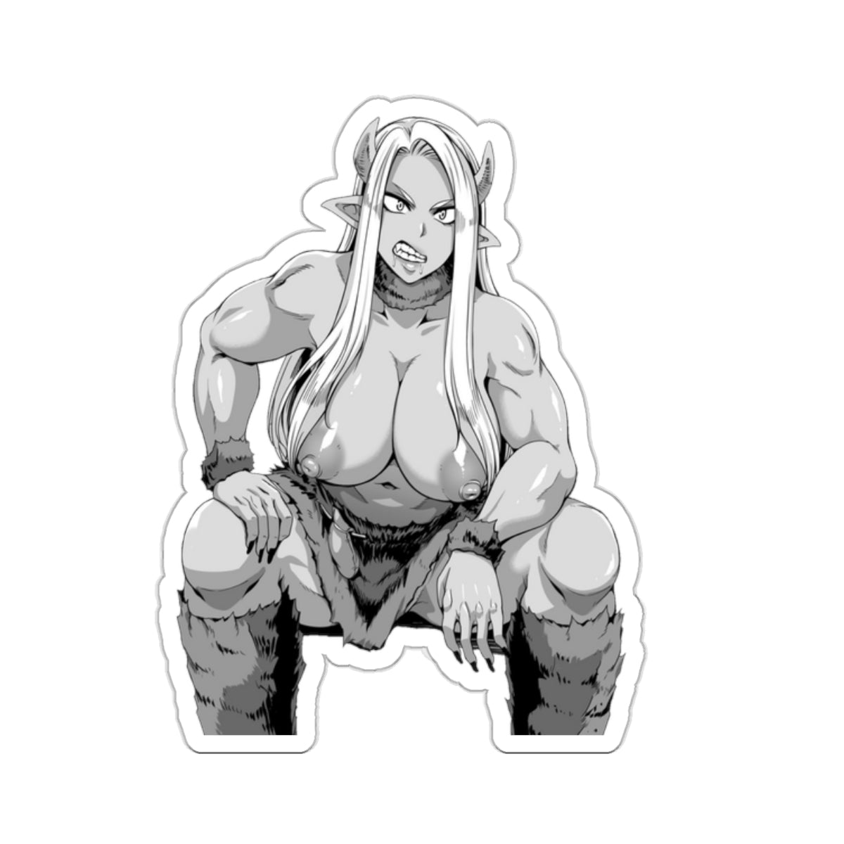 Orc Sticker Anime Girl Stickers White and Black Design Lewd Ecchi Manga Cartoon Vinyl Large Big Stickers E531