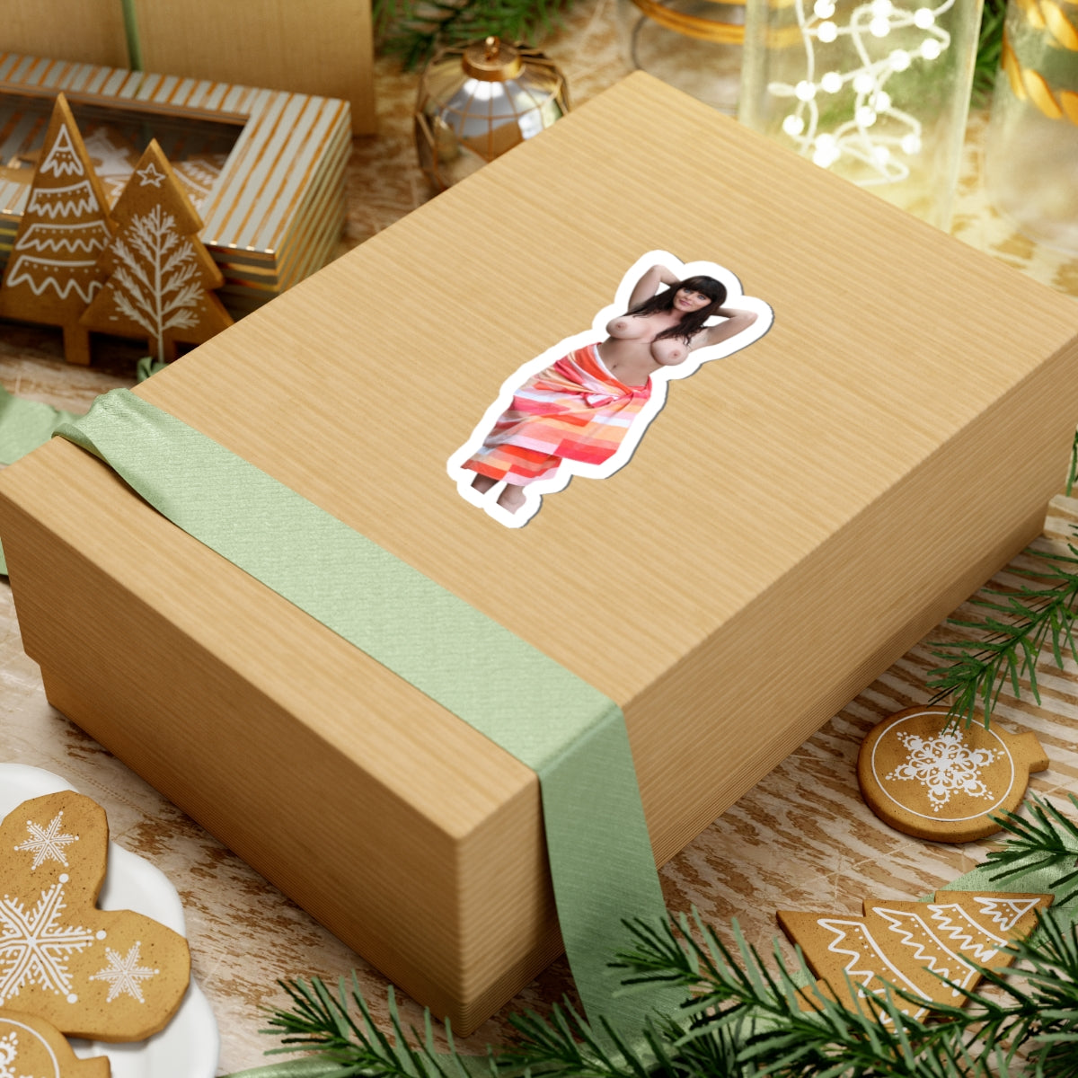 SEXY GIRL WITH BEAUTIFUL EYES STICKER NAKED BIG TITS WOMEN IN TOWEL STICKERS
