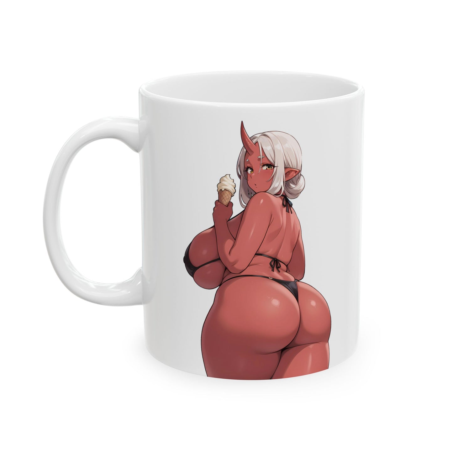 Cute Anime Demon Mug – Big Booty Ass Cartoon Mugs – Red Manga Girl Hentaii Coffee Cup – 11oz or 15oz White and Black Option M223A