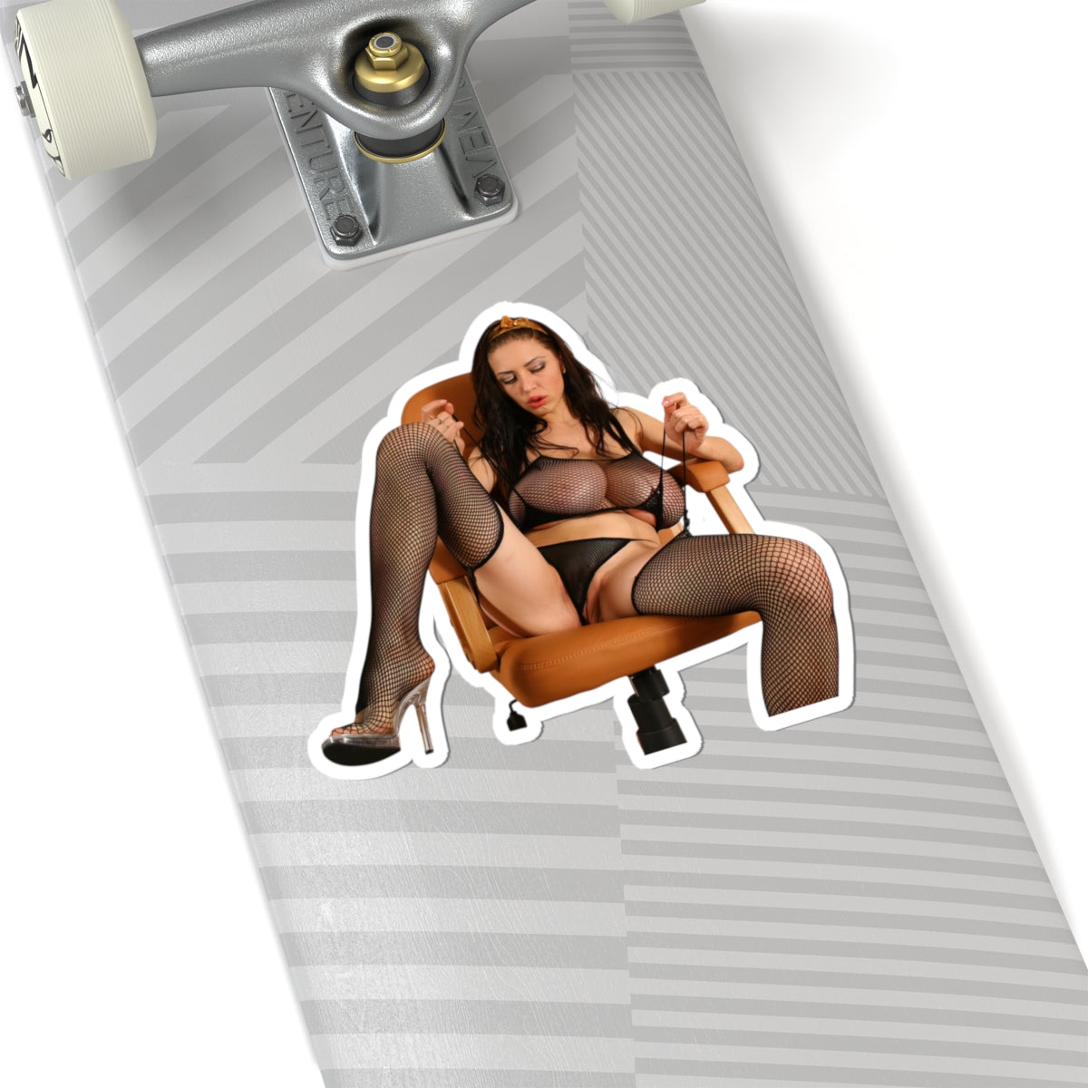 Sexy Nude Pin-Up Girl Sitting on Chair Big Bust Vinyl Sticker Decal