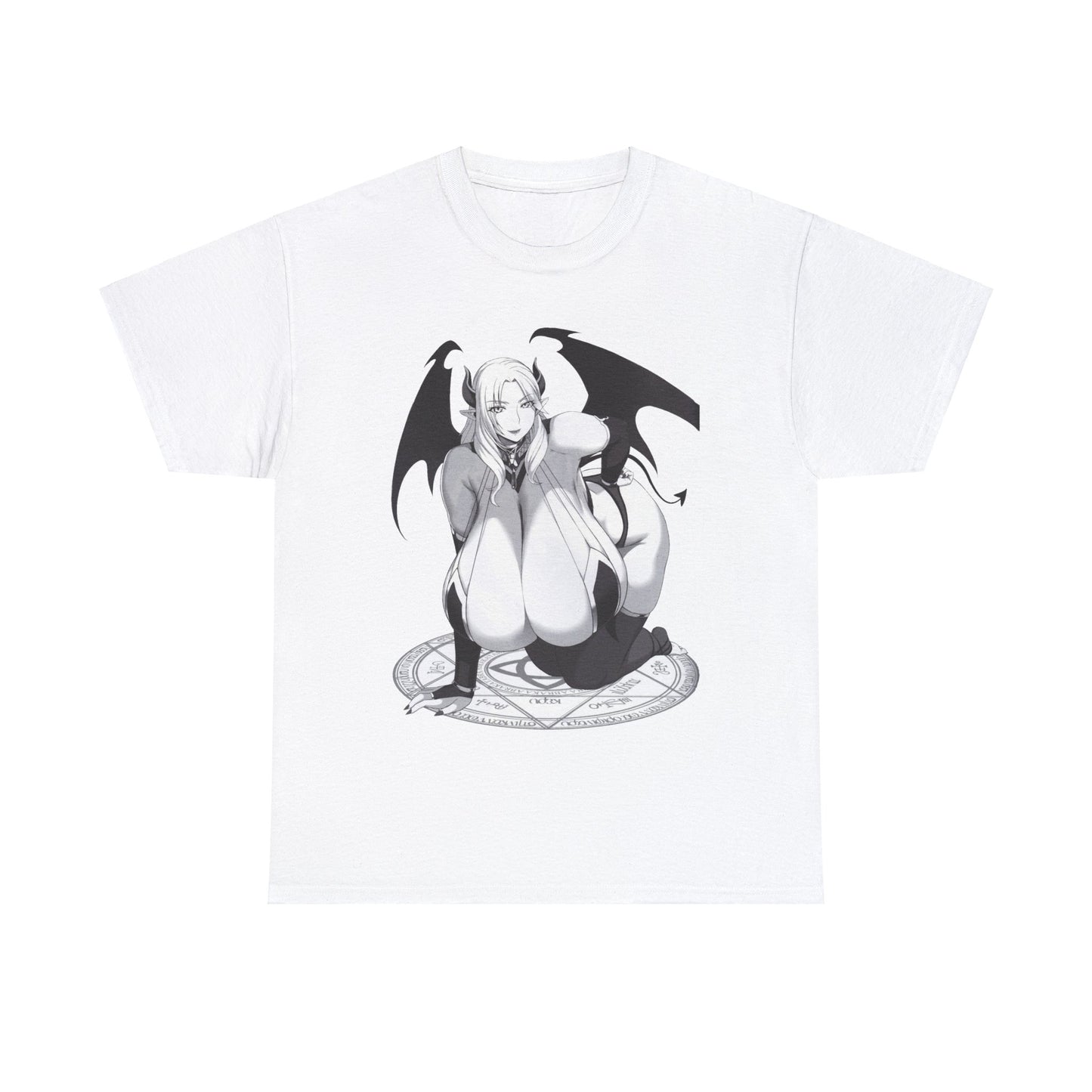 Hot Succubus Girl T-shirt Anime T-shirts Cartoon Shirt Big Tits Women Sexy Art  White Tshirt Sizes From M to 5XL