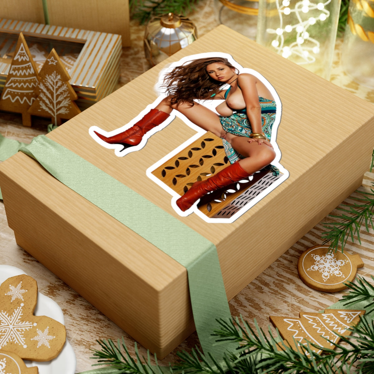 Retro Naked Woman Sticker Vintage Sexy Pinup Decal