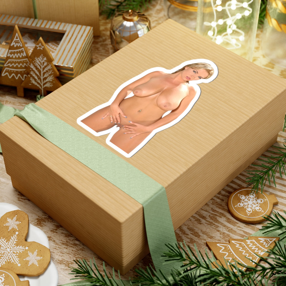 Big Boobs Nude Girl Sticker White or Transparent