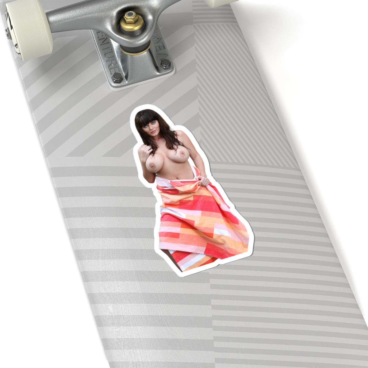Gorgeous Woman With Beautiful Eyes Sticker, Sexy Towel Girl Decal, Pinup Female Artwor