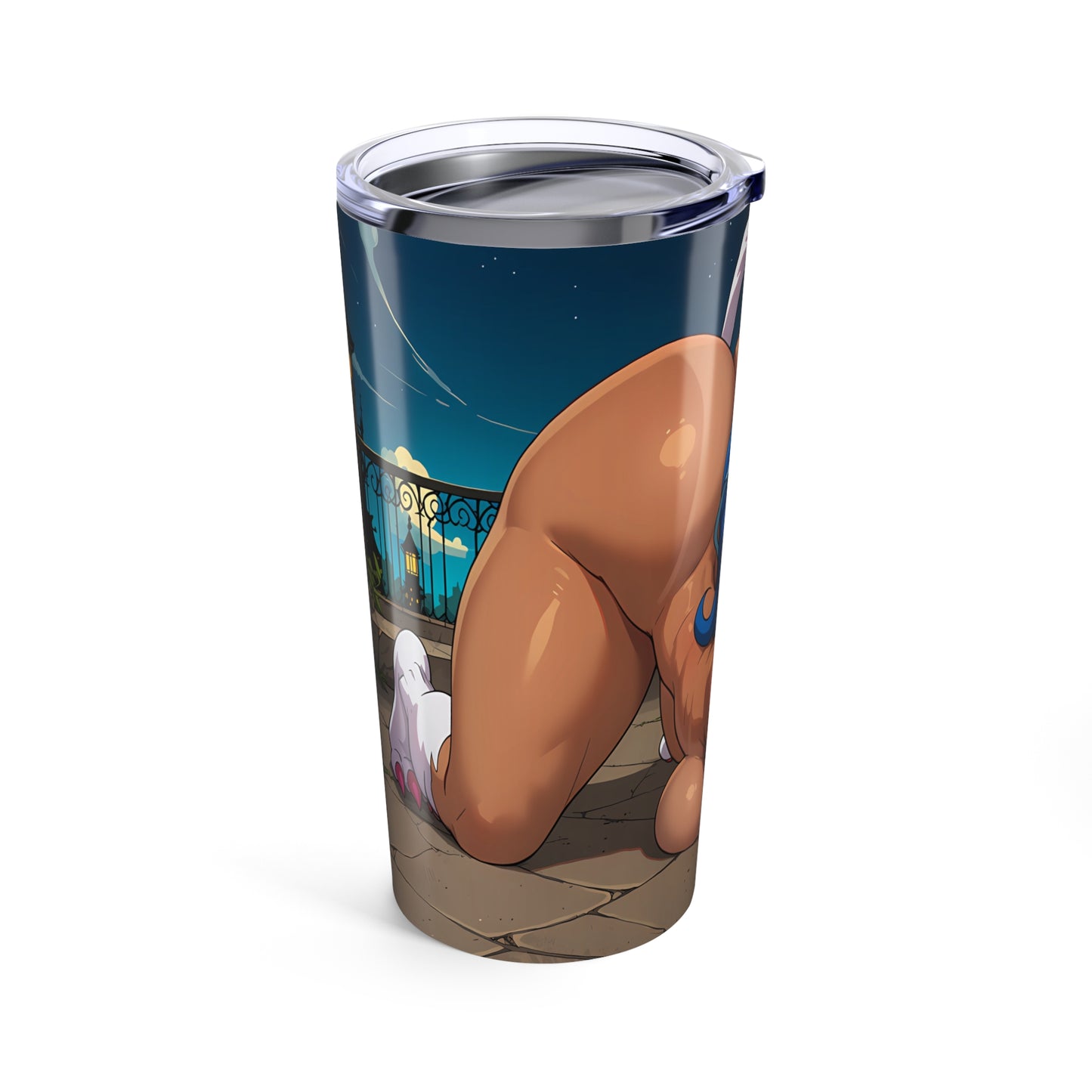 Blue Hair Furry Cat Girl Tumbler 20oz Hentaii Kawaii Cartoon Tumblers Anime Mugs Neko Manga Coffee Travel Cups T60