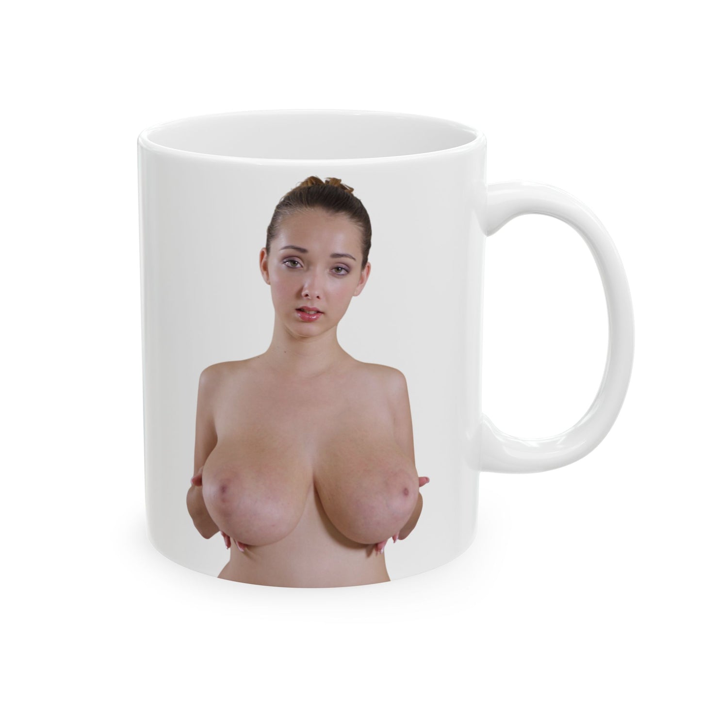 Big Boobs Girl Mugs Sexy Huge Tits Women Uncensored Adult Ceramic Mug, (11oz, 15oz)