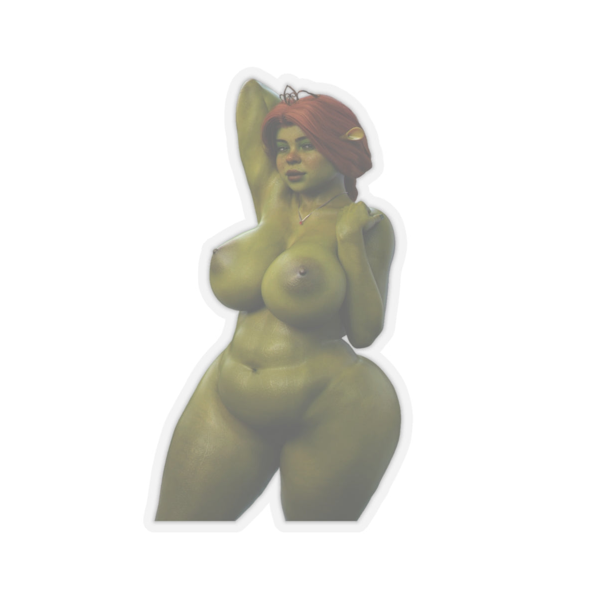 Ogre Sticker Green Girl Orge Princess Naked Animated Female Cute Sexy Cartoon Character A.I.Generated AI Art AI Generated Art E458