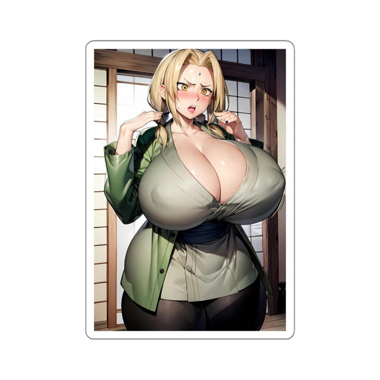 Busty Anime Girl Sticker Lewd Ecchi Kawaii Manga Stickers Otaku Japanese Women 4 Sizes White or Transparent E526