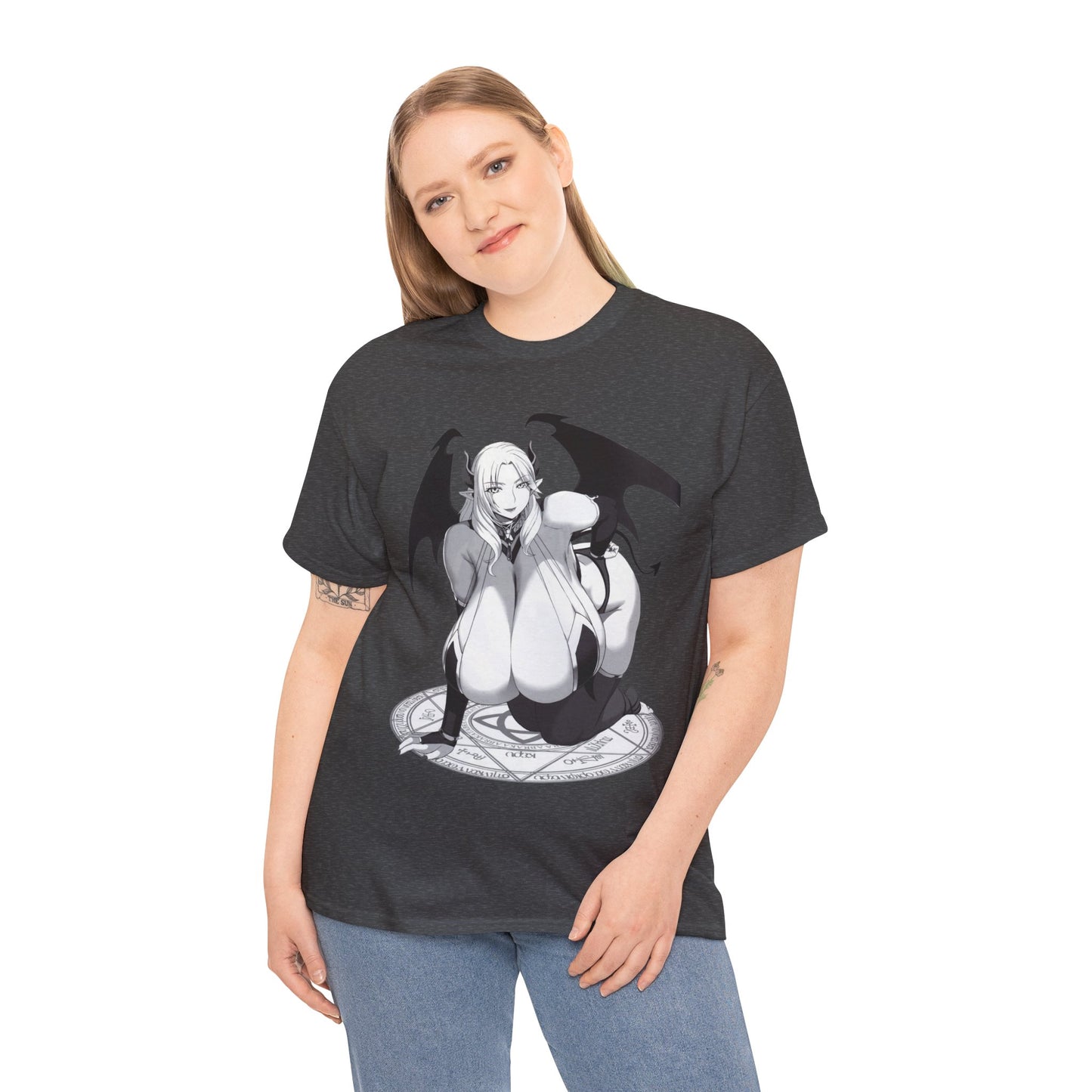 Hot Succubus Girl T-shirt Anime T-shirts Cartoon Shirt Big Tits Women Sexy Art  White Tshirt Sizes From M to 5XL