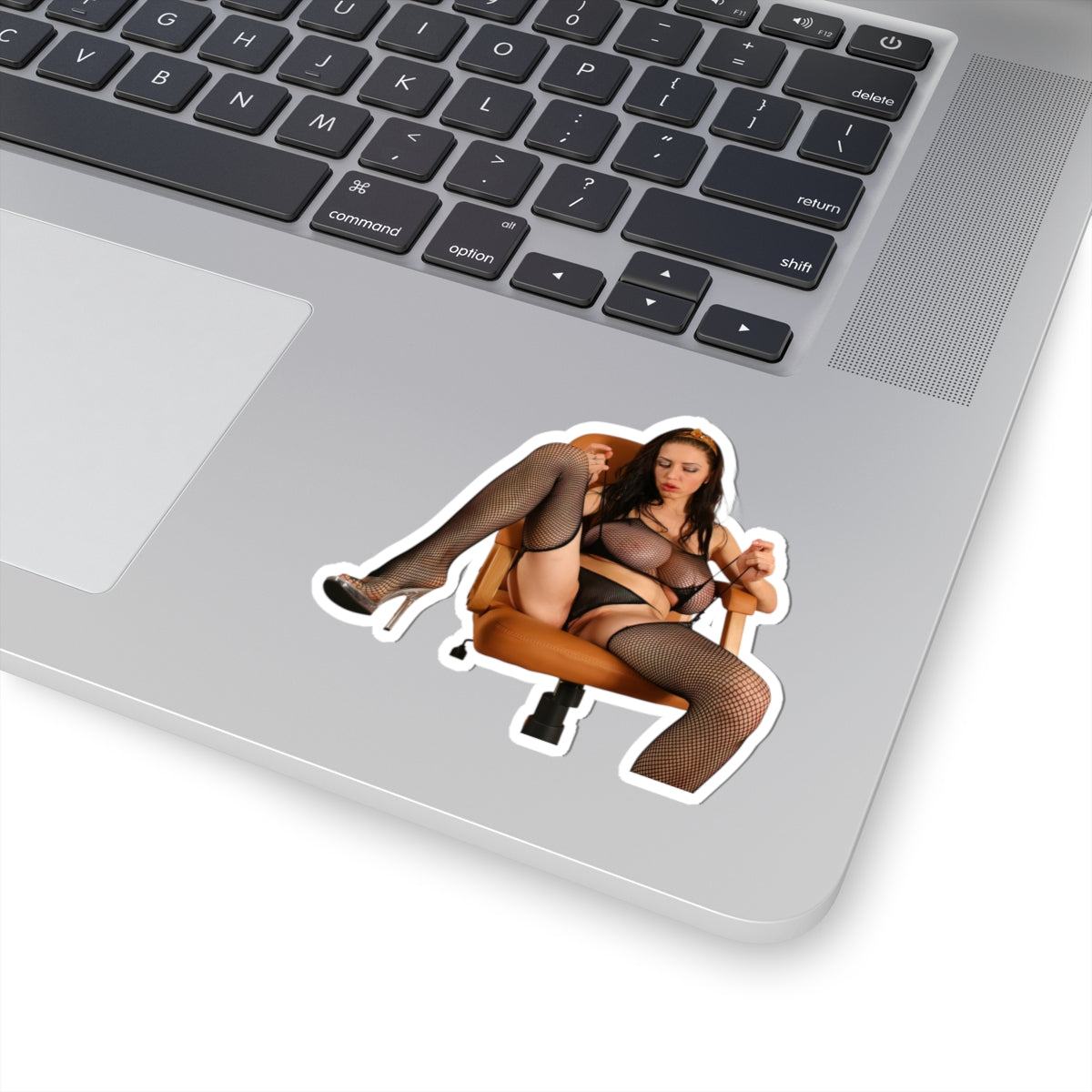Sexy Nude Pin-Up Girl Sitting on Chair Big Bust Vinyl Sticker Decal