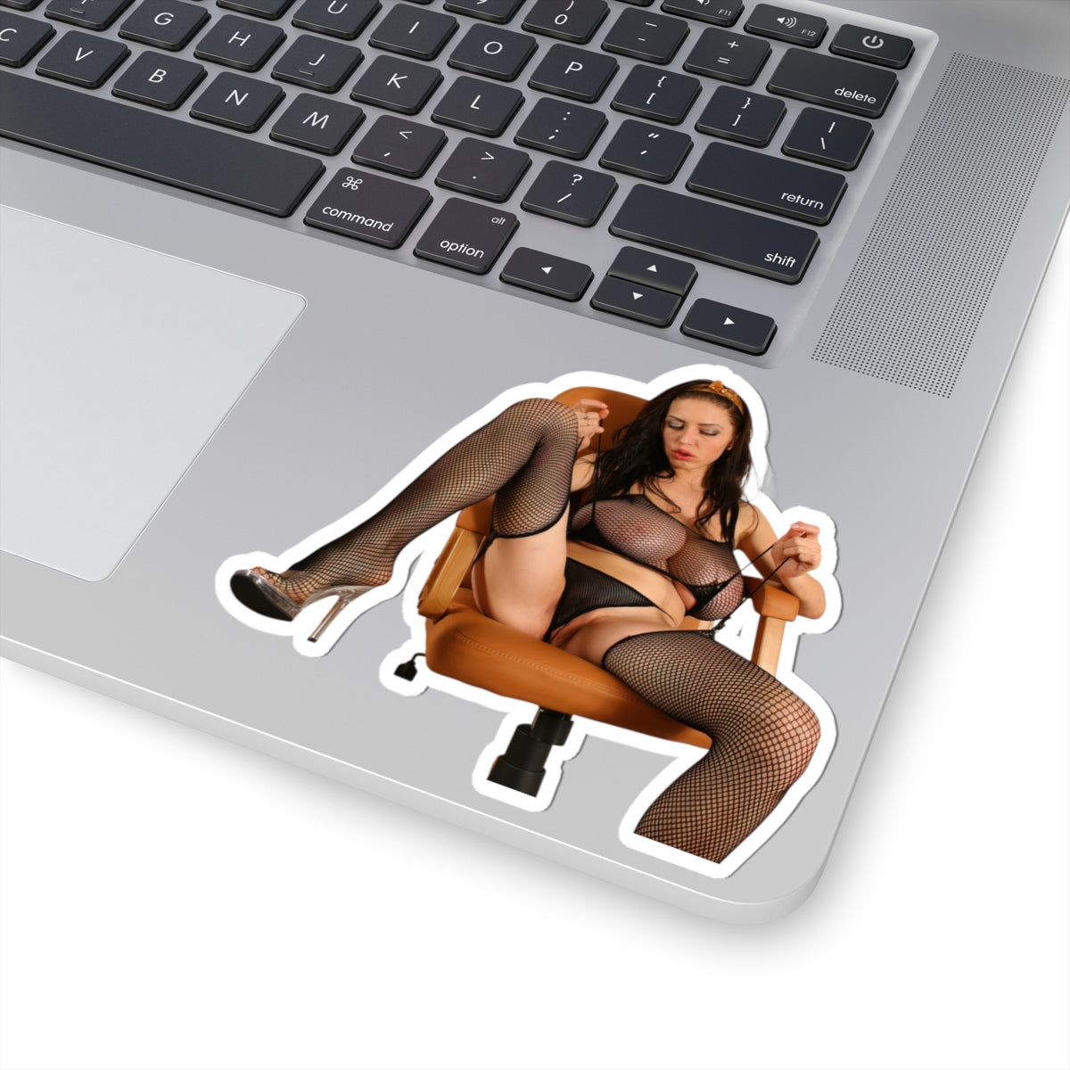 Sexy Nude Pin-Up Girl Sitting on Chair Big Bust Vinyl Sticker Decal