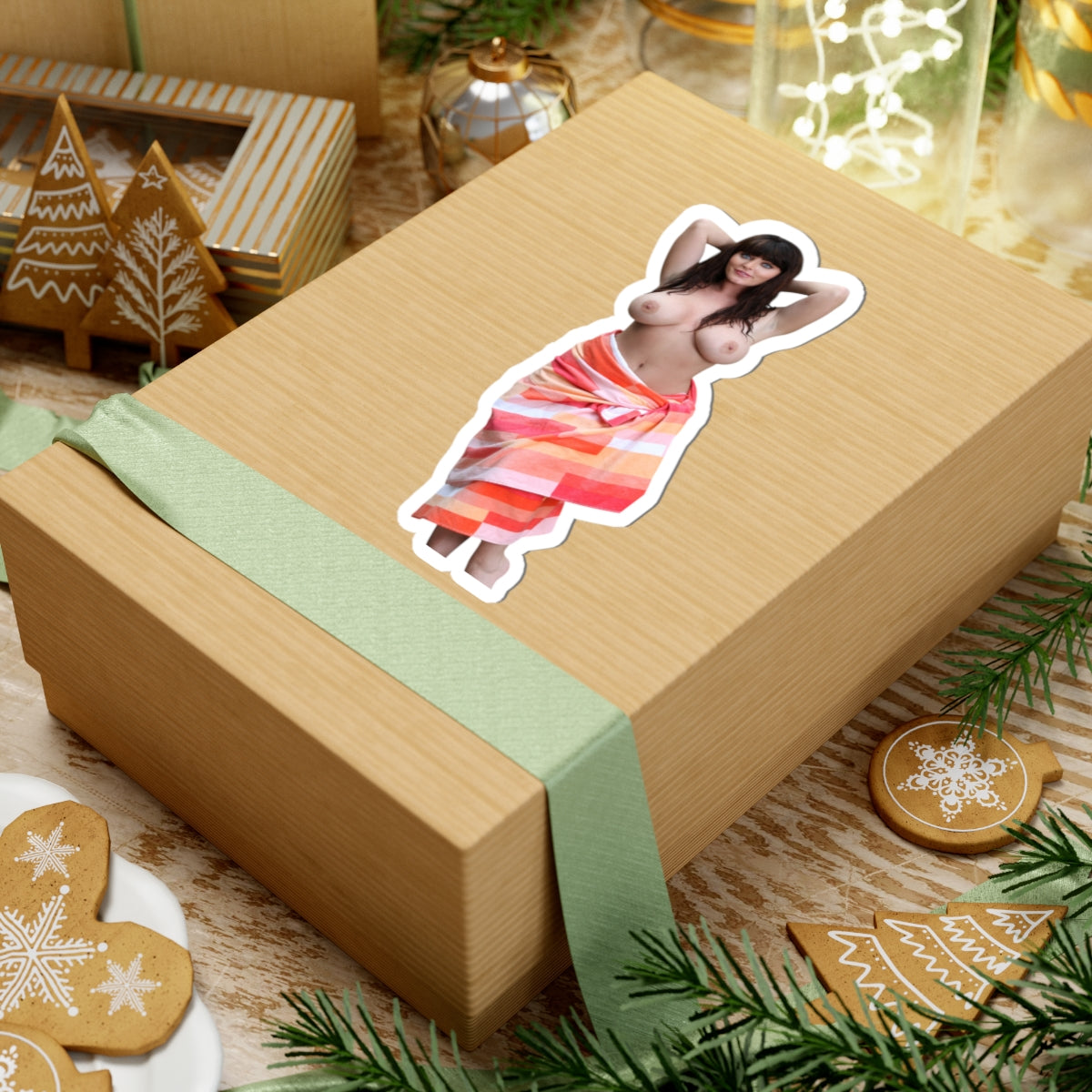 SEXY GIRL WITH BEAUTIFUL EYES STICKER NAKED BIG TITS WOMEN IN TOWEL STICKERS