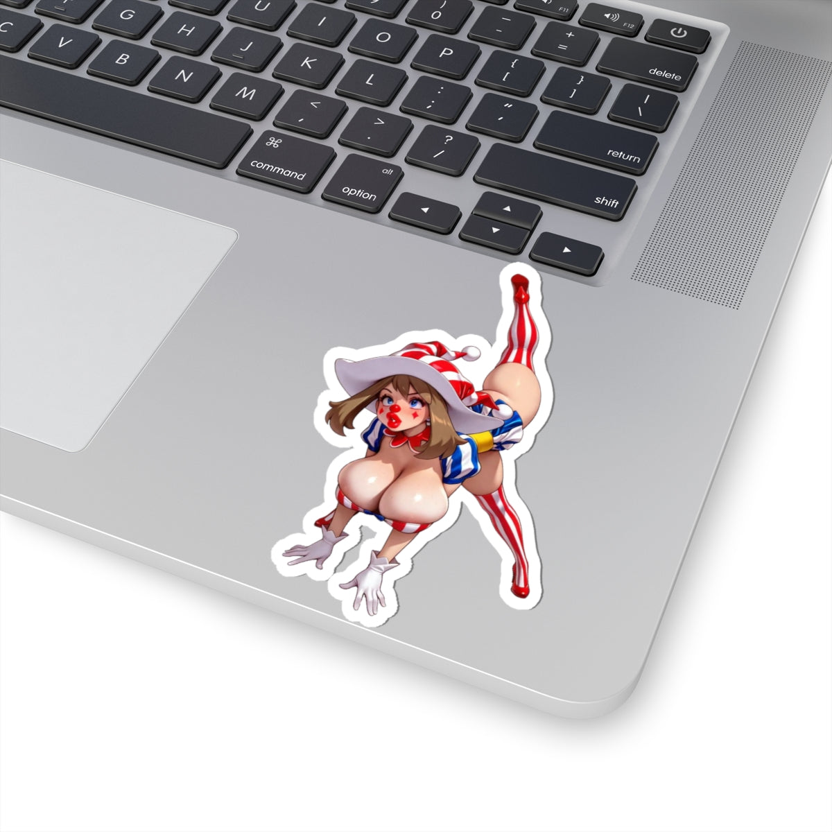 Clown Anime Girl Sticker – Hentaii Uncensored Stickers – Funny Cartoon Vinyl Decals – 4 Sizes White or Transparent E1362