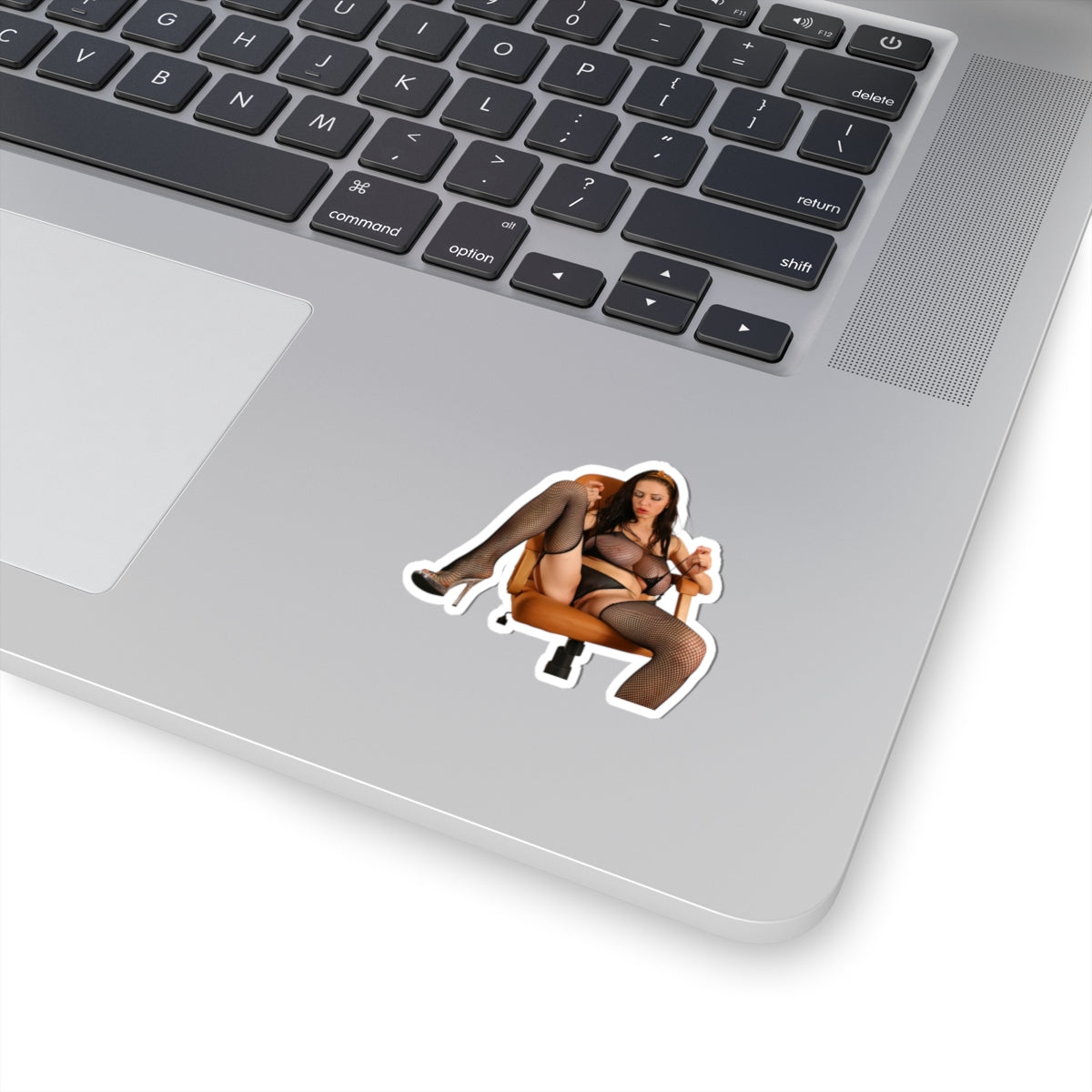 Sexy Nude Pin-Up Girl Sitting on Chair Big Bust Vinyl Sticker Decal