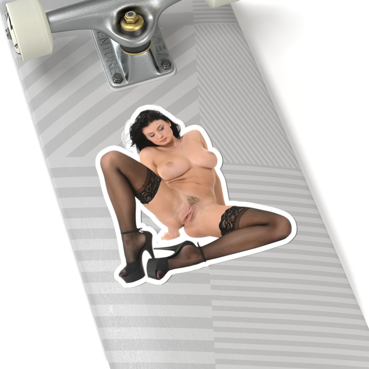 sexy brunette sticker big tits women pinup model stickers