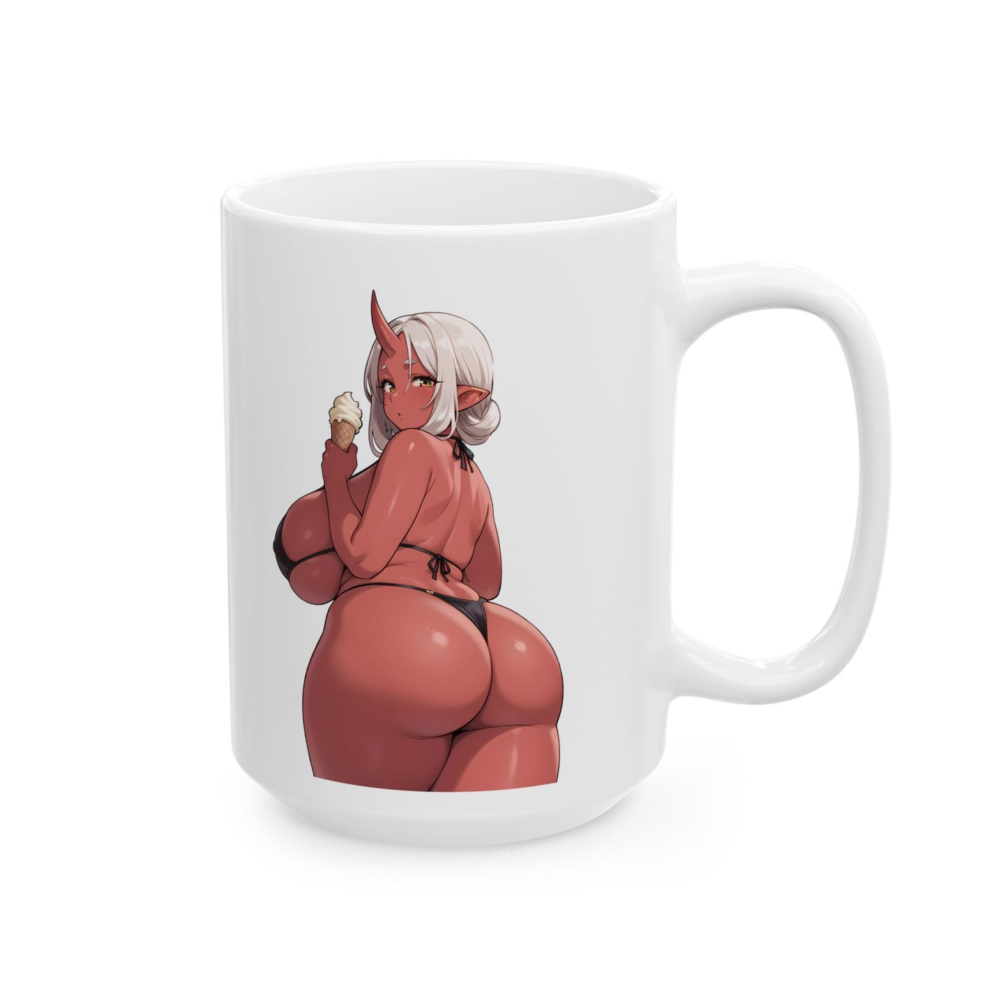 Cute Anime Demon Mug – Big Booty Ass Cartoon Mugs – Red Manga Girl Hentaii Coffee Cup – 11oz or 15oz White and Black Option M223A