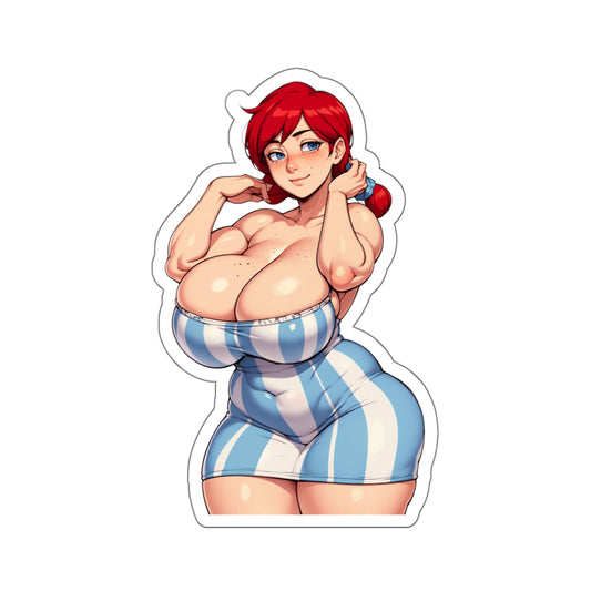 Cute Anime Girl Thicc Women Stickers Sexy Red Hair Female Kawaii Manga Girl Anime Stickers 4 Sizes E274