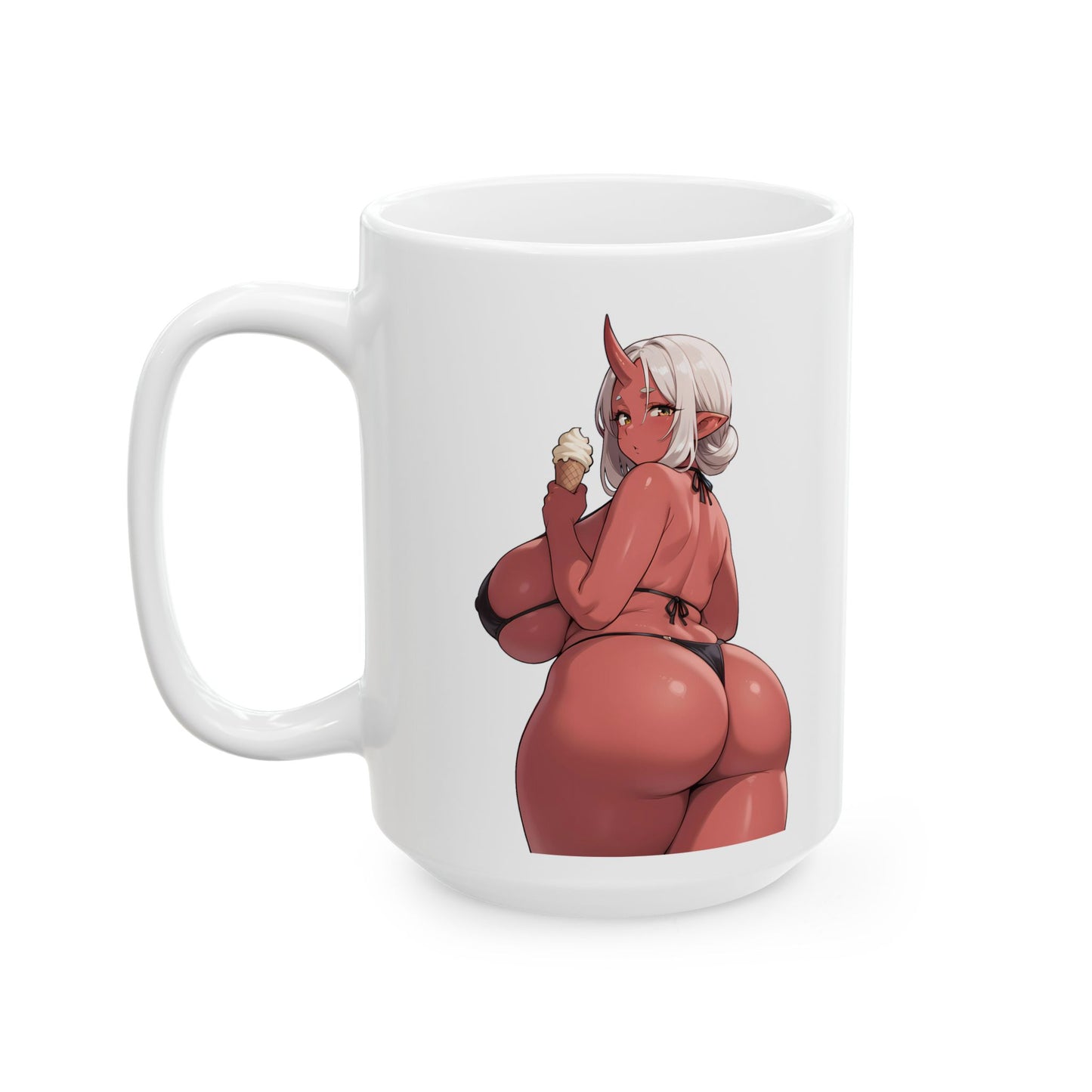 Cute Anime Demon Mug – Big Booty Ass Cartoon Mugs – Red Manga Girl Hentaii Coffee Cup – 11oz or 15oz White and Black Option M223A
